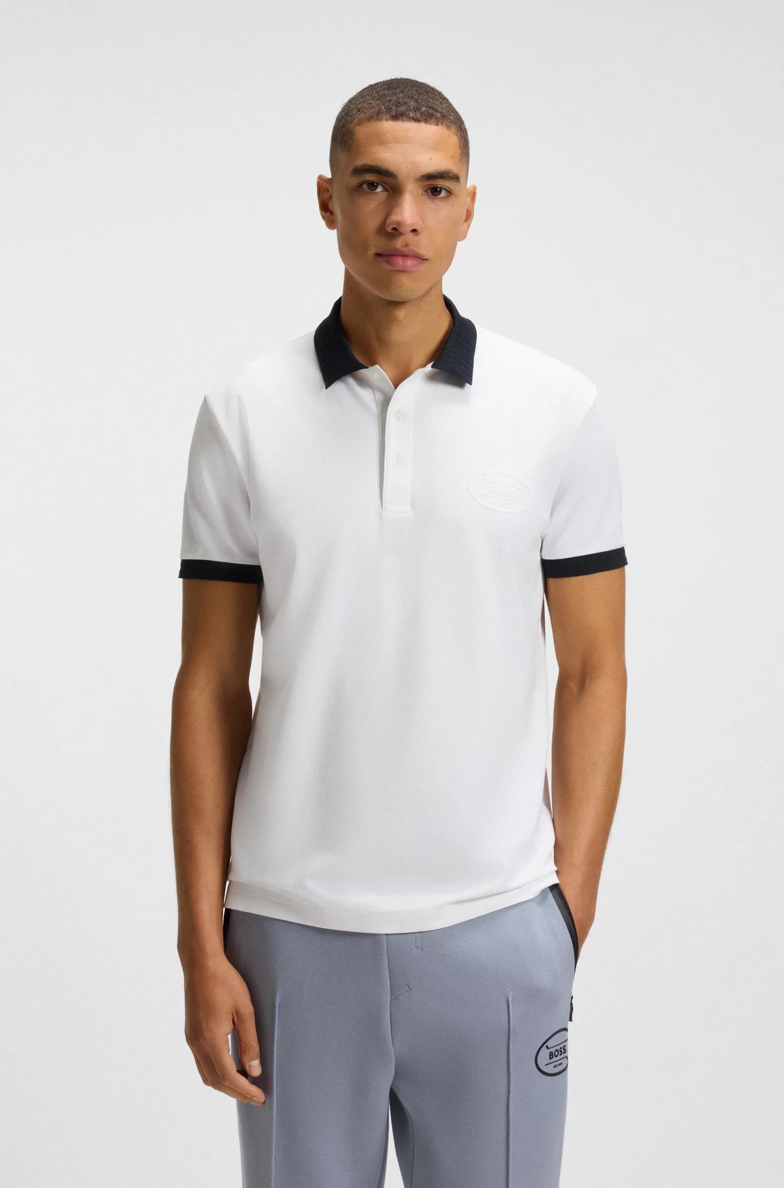 BOSS BOSS Erkek Regular Fit Nem Emici Esnek Pike Kumaş Kısa Kollu Beyaz Polo Yaka T-Shirt 50544192-100