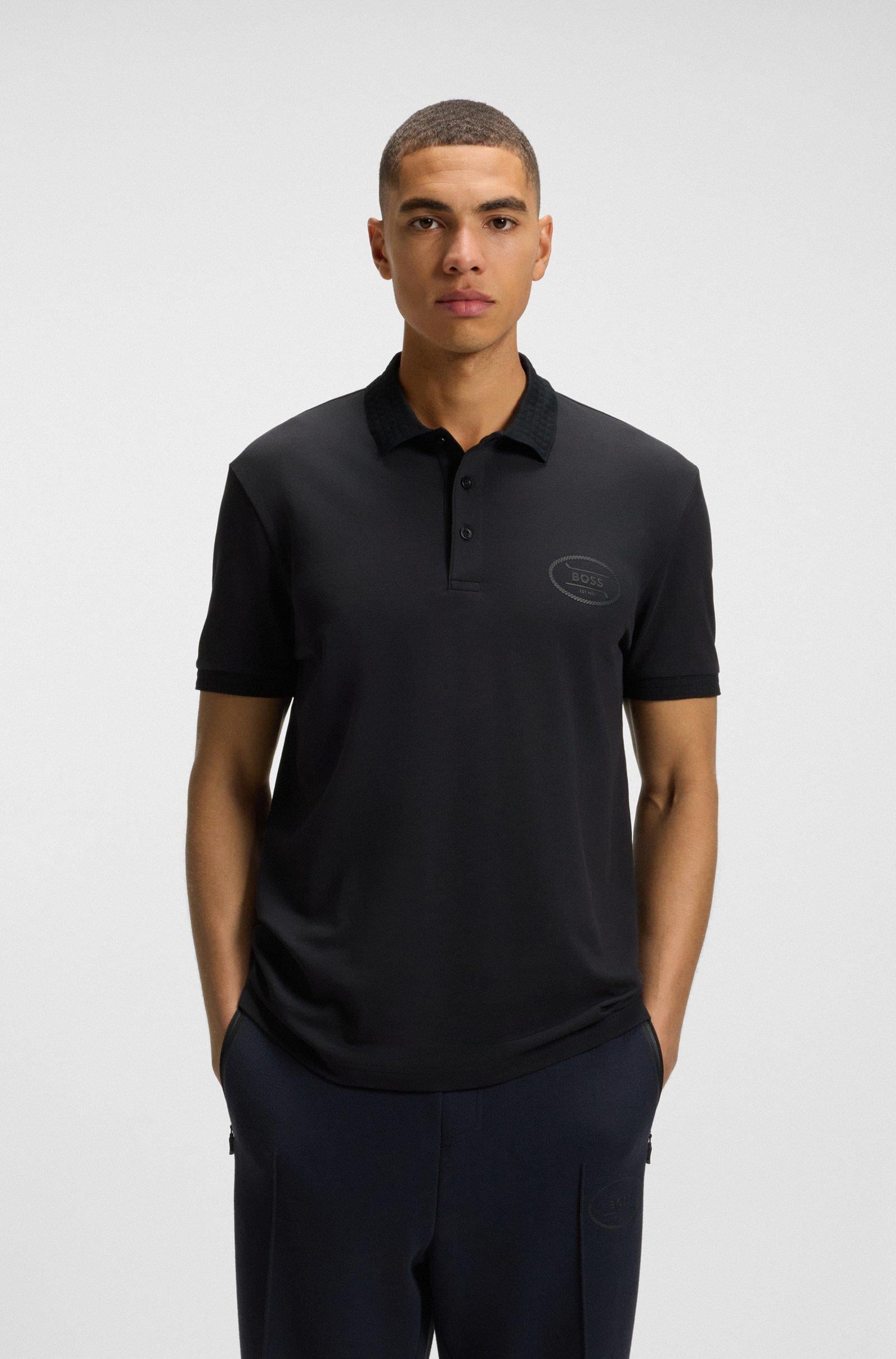 BOSS BOSS Erkek Regular Fit Nem Emici Esnek Pike Kumaş Kısa Kollu Siyah Polo Yaka T-Shirt 50544192-402