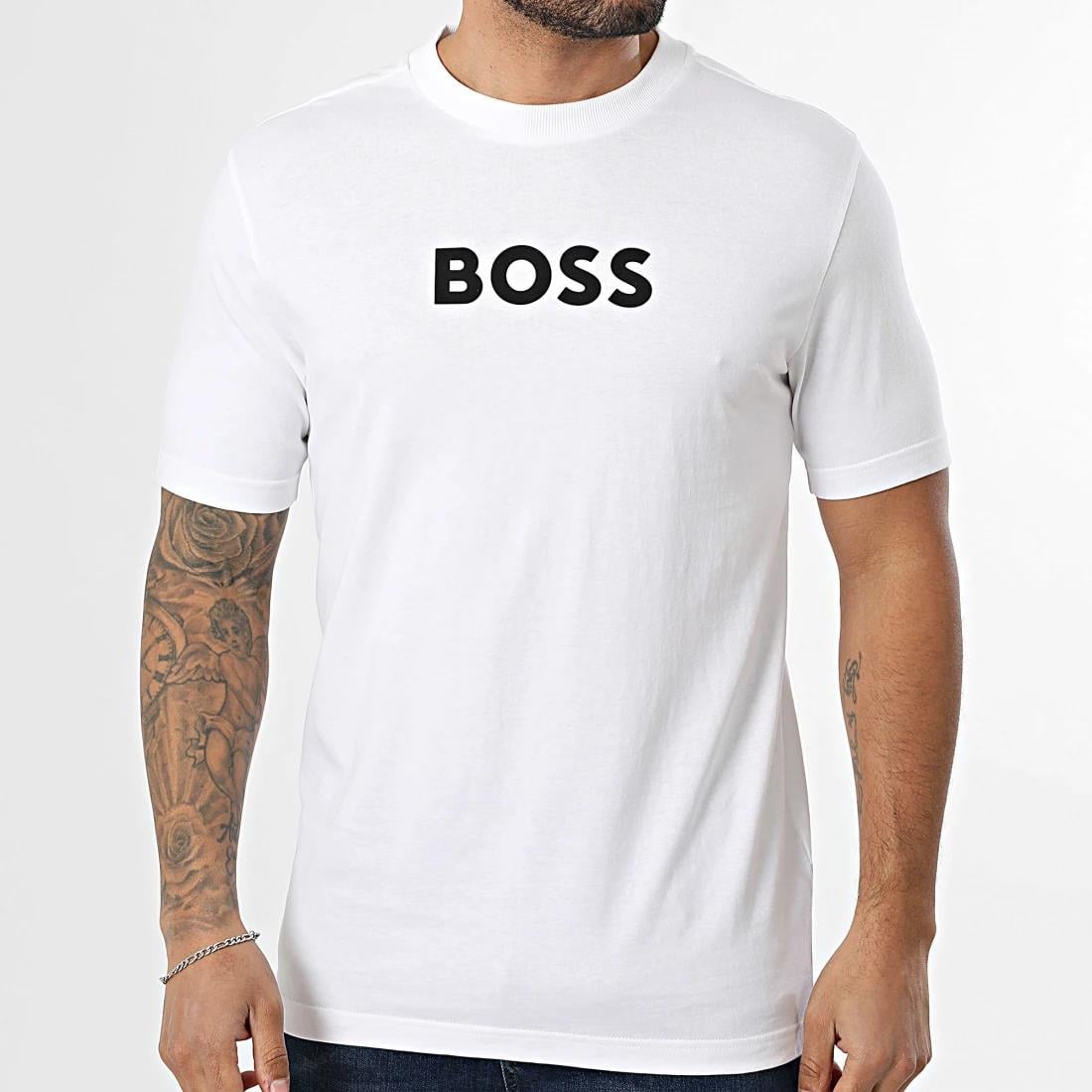 BOSS  BOSS Erkek Regular Fit Yuvarlak Yakalı Pamuklu Kısa Kollu Beyaz Polo Yaka T-Shirt 50553652-100