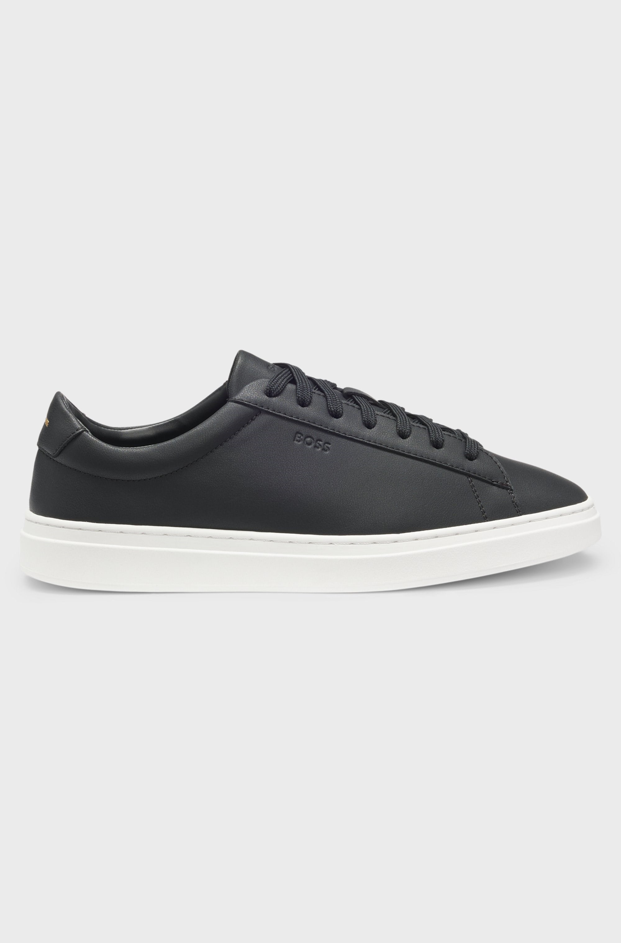 BOSS  BOSS Erkek Şerit Dikiş Detaylı Hakiki Deri Siyah Sneaker 50552853-002