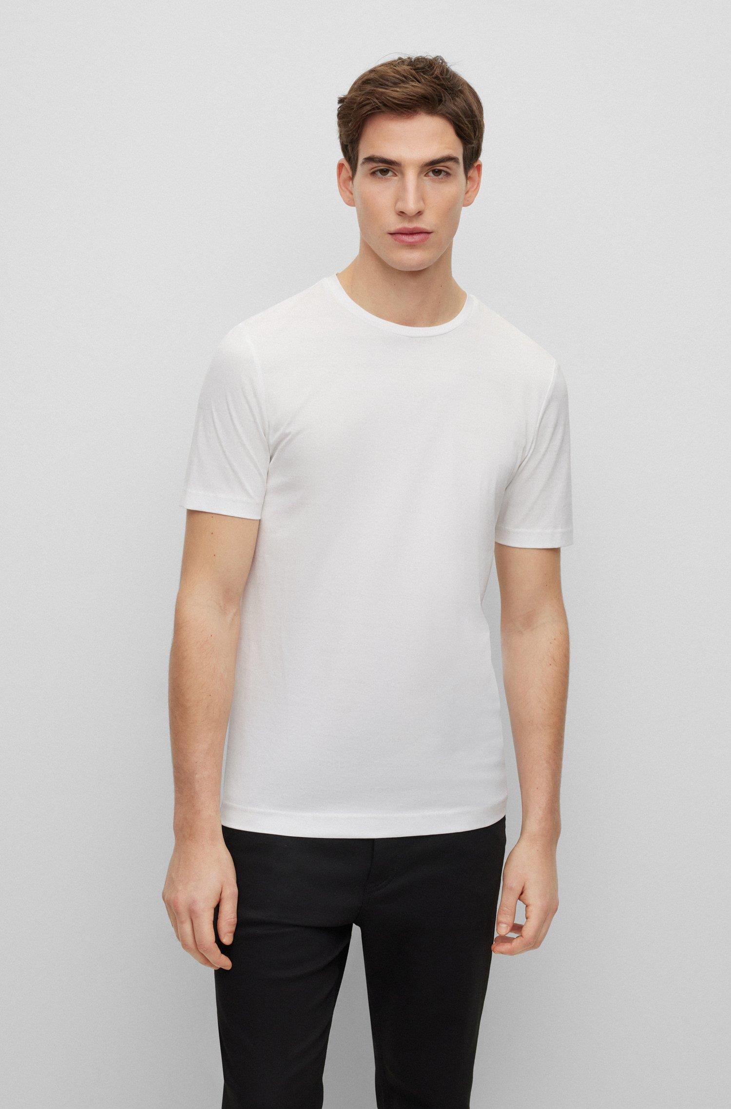 BOSS BOSS Erkek slim fit Kısa Kollu düz Bisiklet Yaka Beyaz T-Shirt 50486222-100