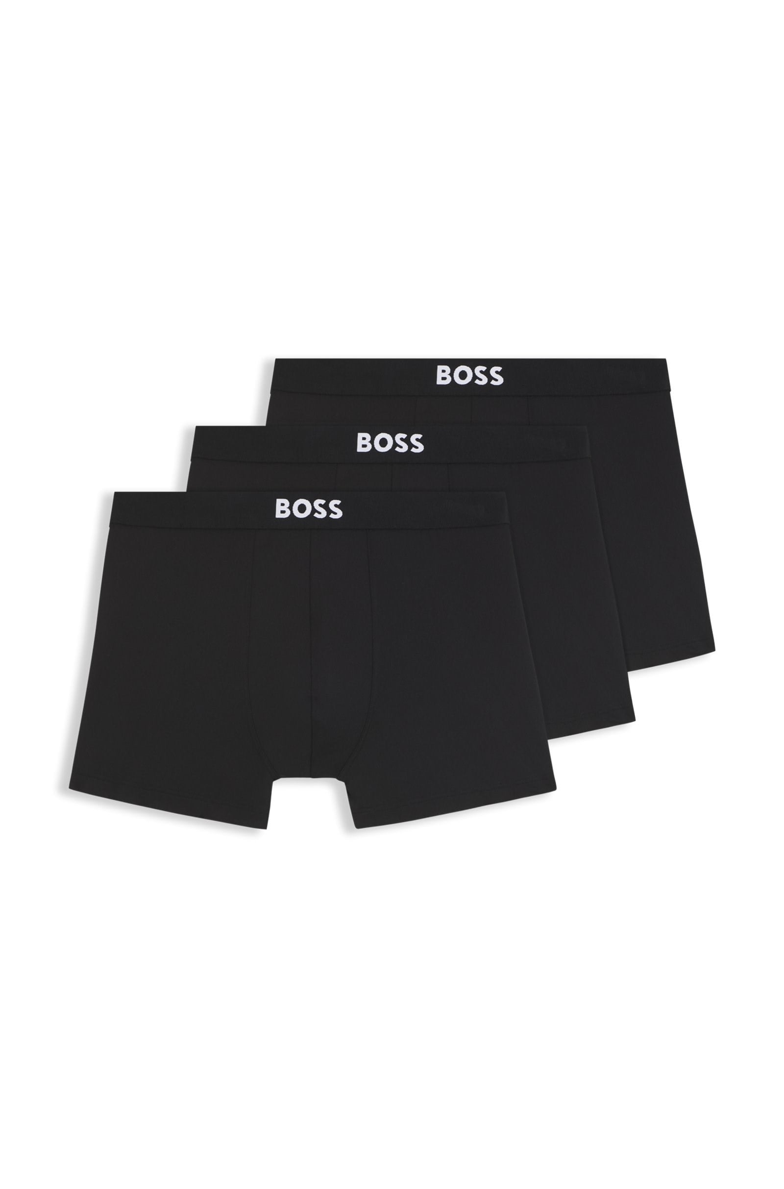 BOSS  BOSS Erkek Üçlü Paket Esnek Mikrofiber Kumaşlı Logo Detaylı Elastik Bel Bantlı Siyah Boxer 50555054-001