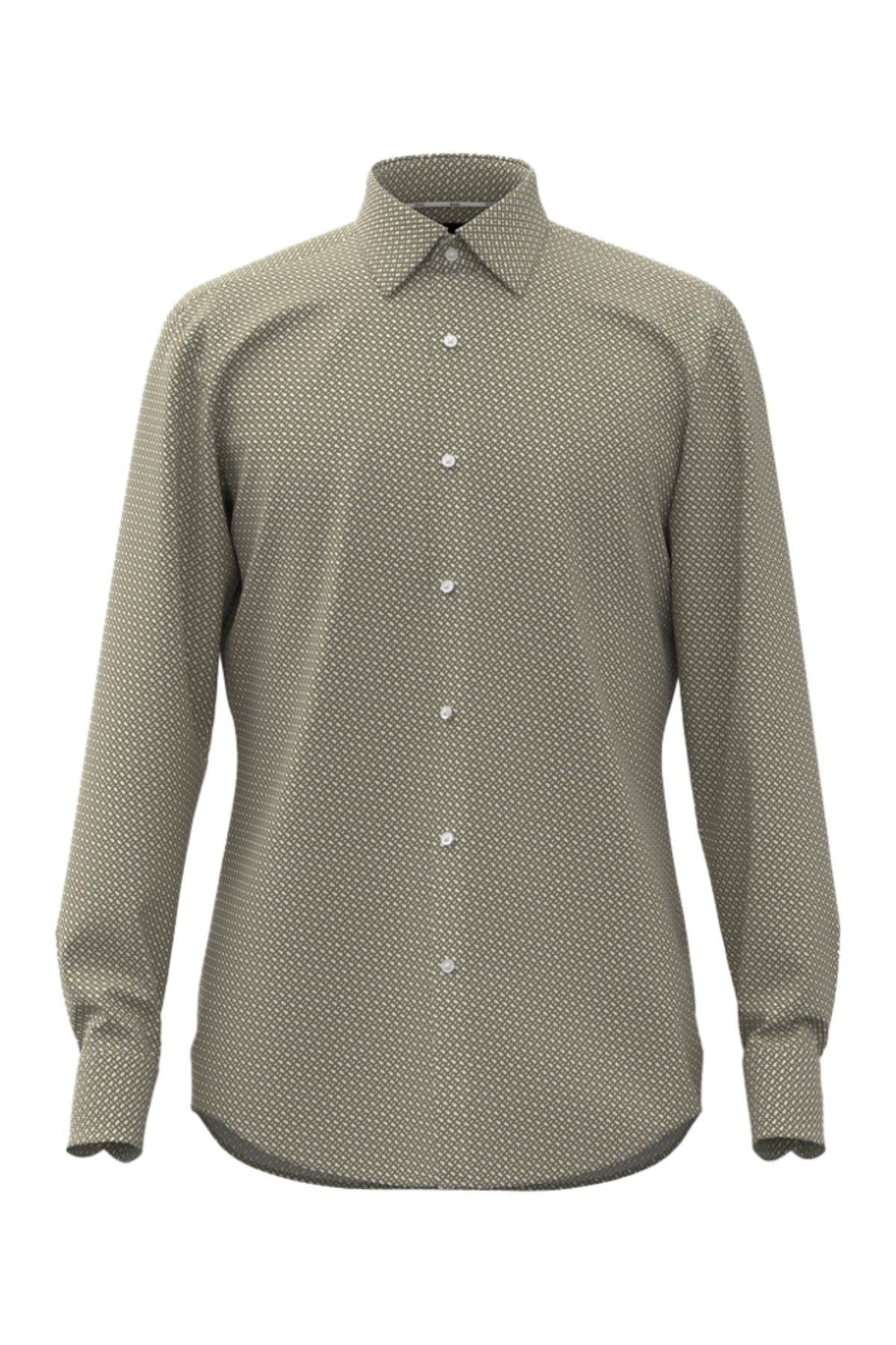 BOSS BOSS Erkek Uzun Kollu Slim Fit Düğmeli Gömlek Açık Gri Gömlek 50478620-336