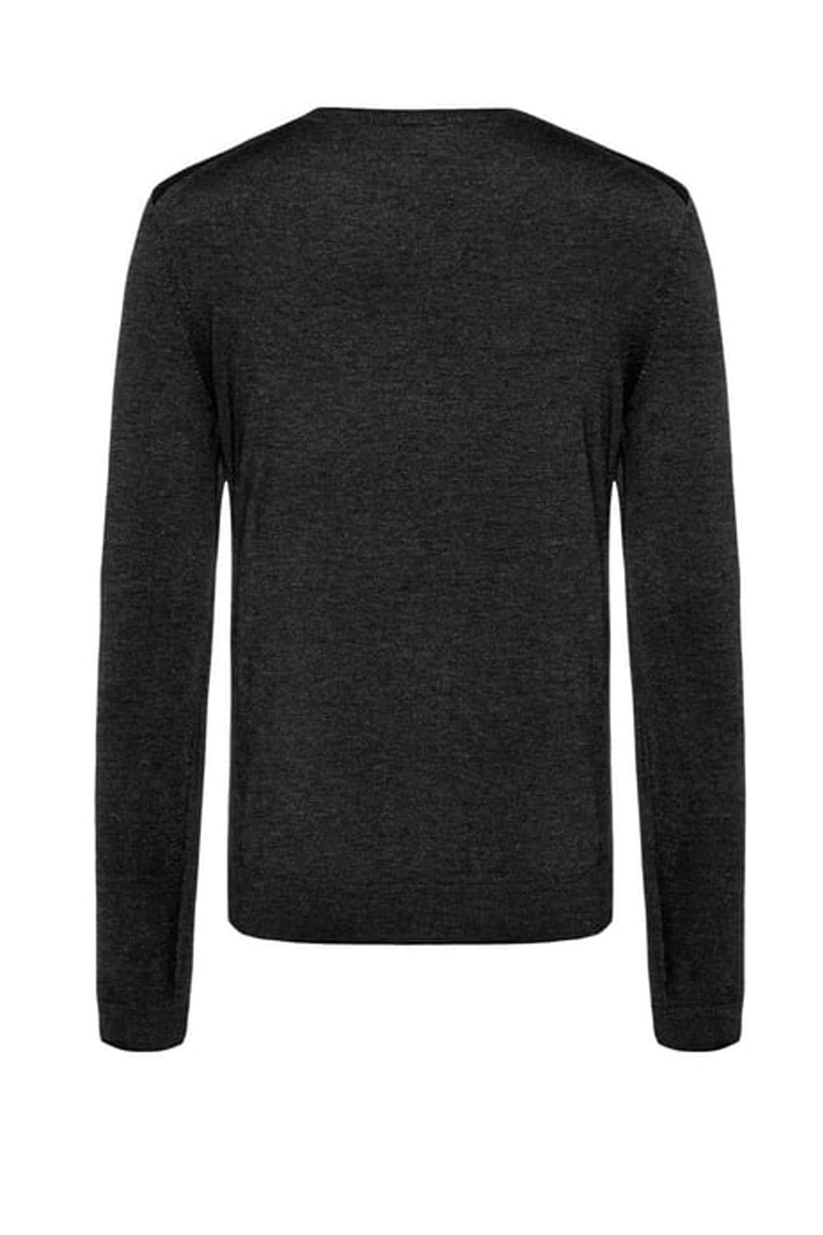 BOSS BOSS Erkek V Yaka Slim Fit Uzun Kollu Siyah Kazak 50378576-SIYAH