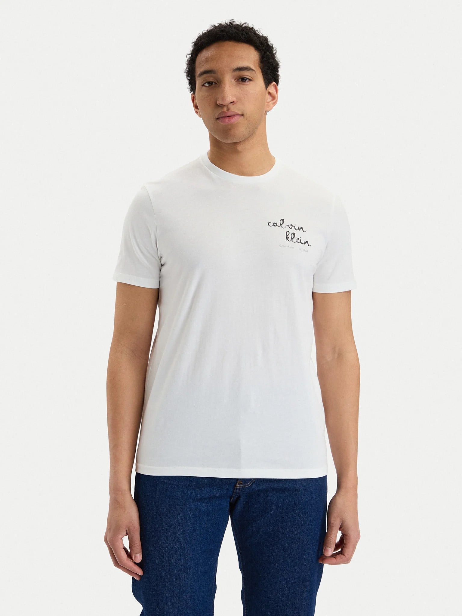 Calvin Klein Calvin Klein Erkek Baskılı Bisiklet Yaka Slim Fit Kısa Kol Beyaz T-Shirt LV04RG837G-YAF