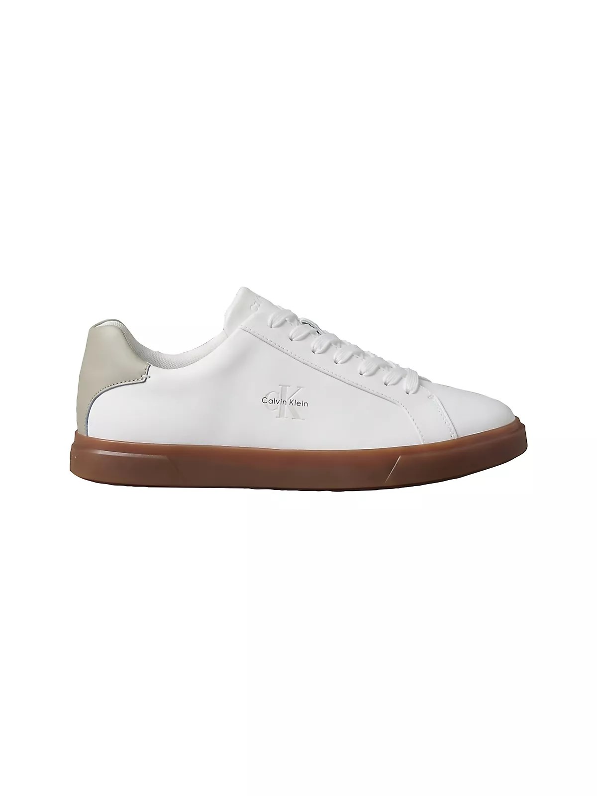 Calvin Klein Calvin Klein Erkek CK Logo Kabartmalı Düşük Bilekli Deri Beyaz Sneaker HM0HM02123-0LH
