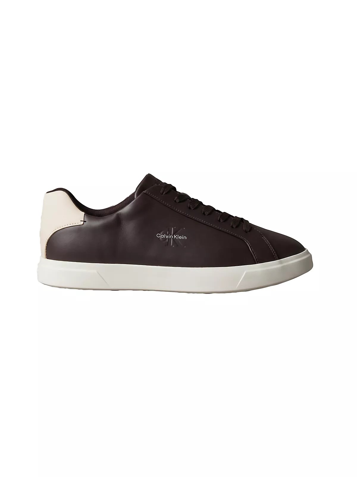 Calvin Klein Calvin Klein Erkek CK Logo Kabartmalı Düşük Bilekli Deri Kahverengi Sneaker HM0HM02123-0KU