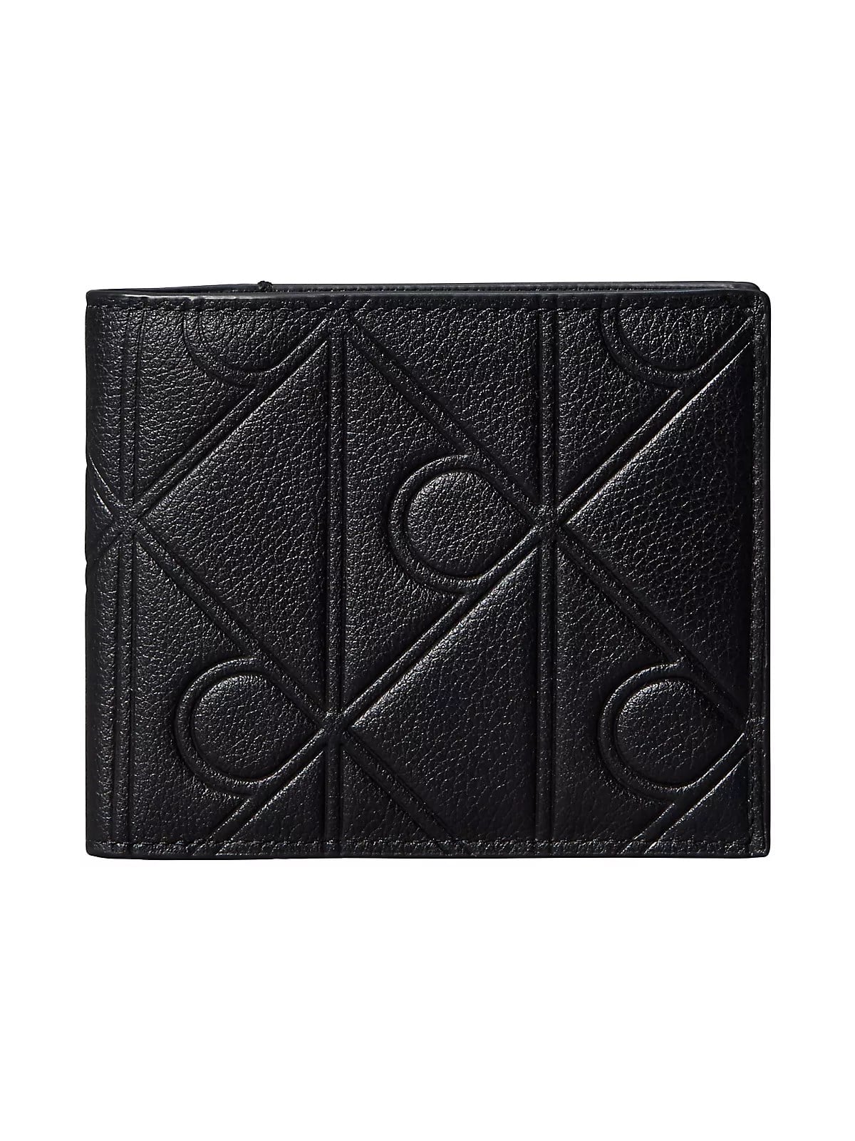 Calvin Klein Calvin Klein Erkek Desenli Metal Tokalı Kabartmalı Deri Siyah Cüzdan LV04D1177G-UB1
