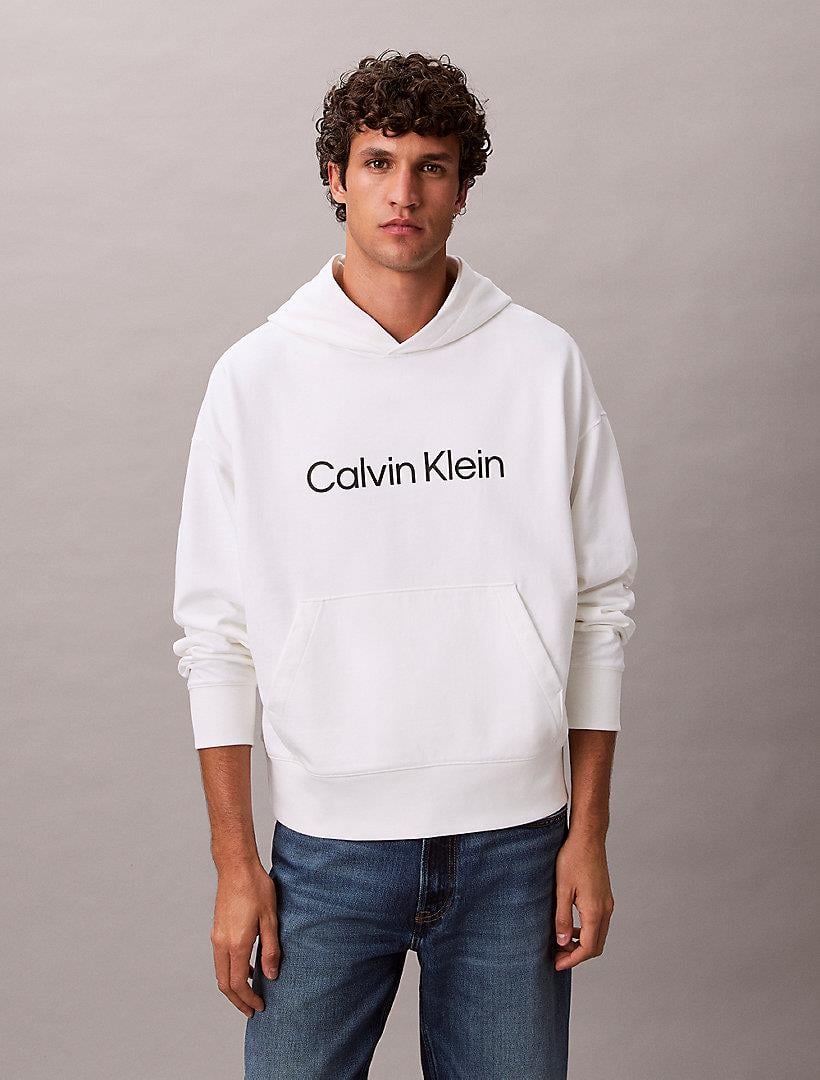 Calvin Klein Calvin Klein Erkek Kapşonlu Yaka Uzun Kol Pamuklu Regular Fit Beyaz Sweatshirt LV14LD229G-YAF