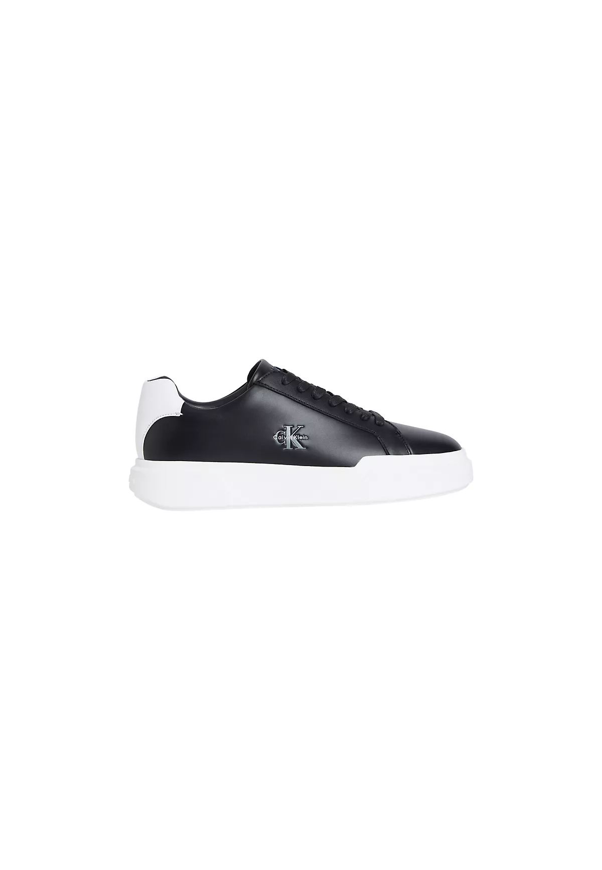 Calvin Klein Calvin Klein Erkek Logo Kabartmalı Düşük Bilekli %100 Deri Siyah Sneaker YM0YM01344-06W
