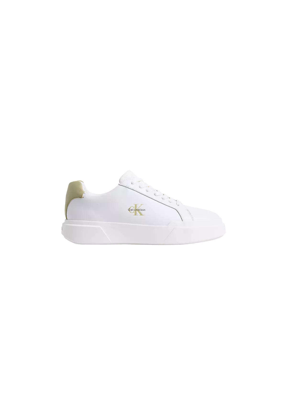 Calvin Klein Calvin Klein Erkek Logo Kabartmalı Düşük Bilekli %100 Deri Beyaz Sneaker YM0YM01344-0LE