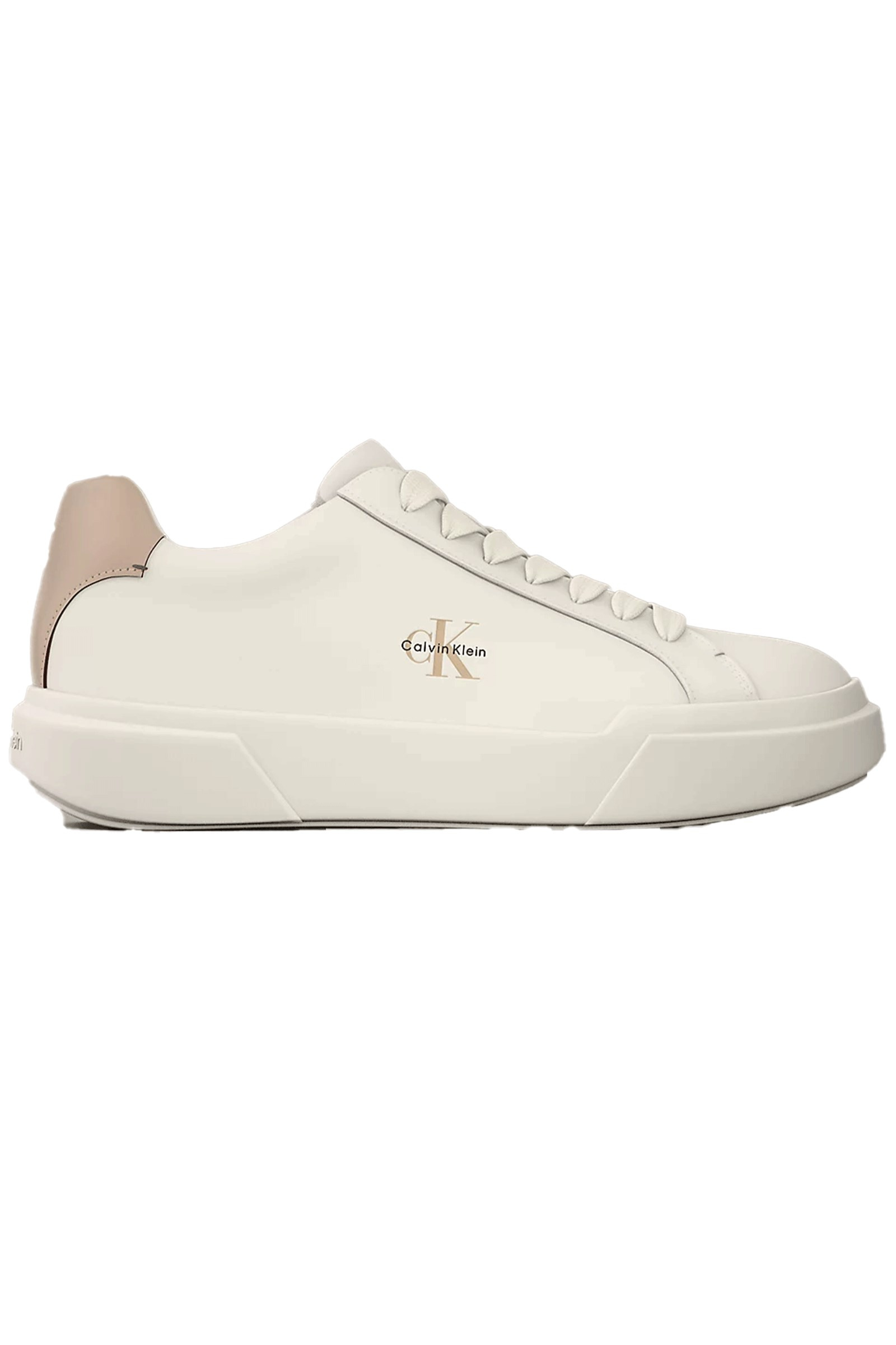 Calvin Klein Calvin Klein Erkek Logo Kabartmalı Düşük Bilekli %100 Deri Beyaz Sneaker YM0YM01344-0LC