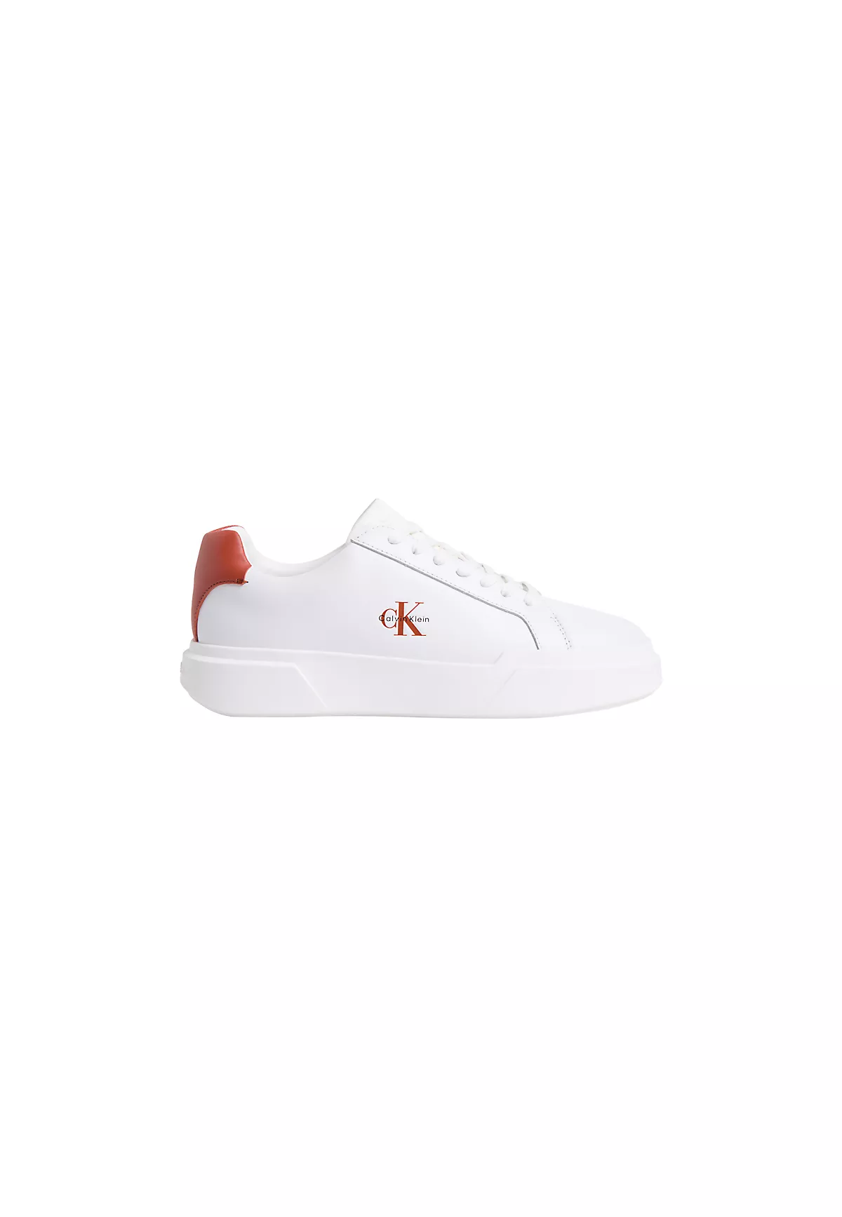 Calvin Klein Calvin Klein Erkek Logo Kabartmalı Düşük Bilekli %100 Deri Beyaz Sneaker YM0YM01344-0LG