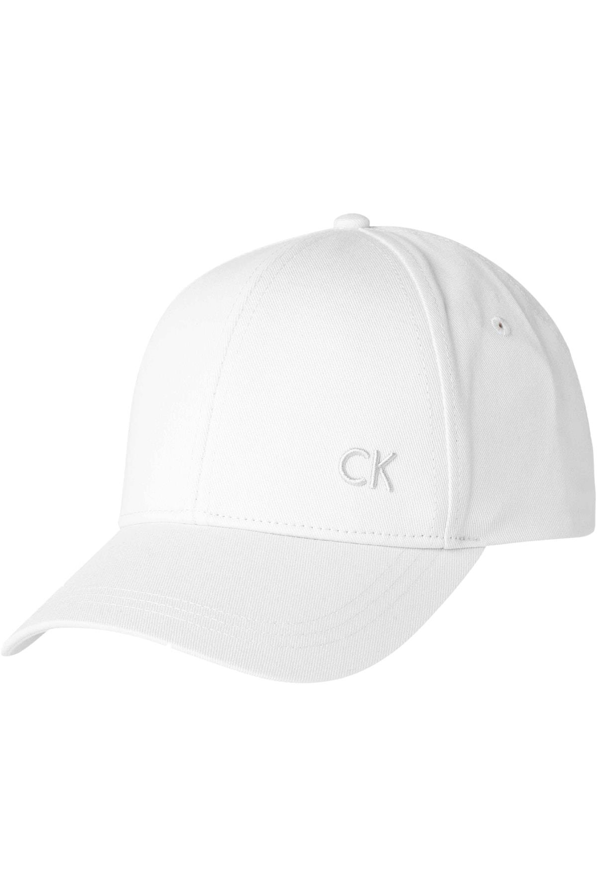 Calvin Klein Calvin Kleın Erkek Logolu Günlük Kullanım Terletmez Kumaş Beyaz Şapka K50K502533-101