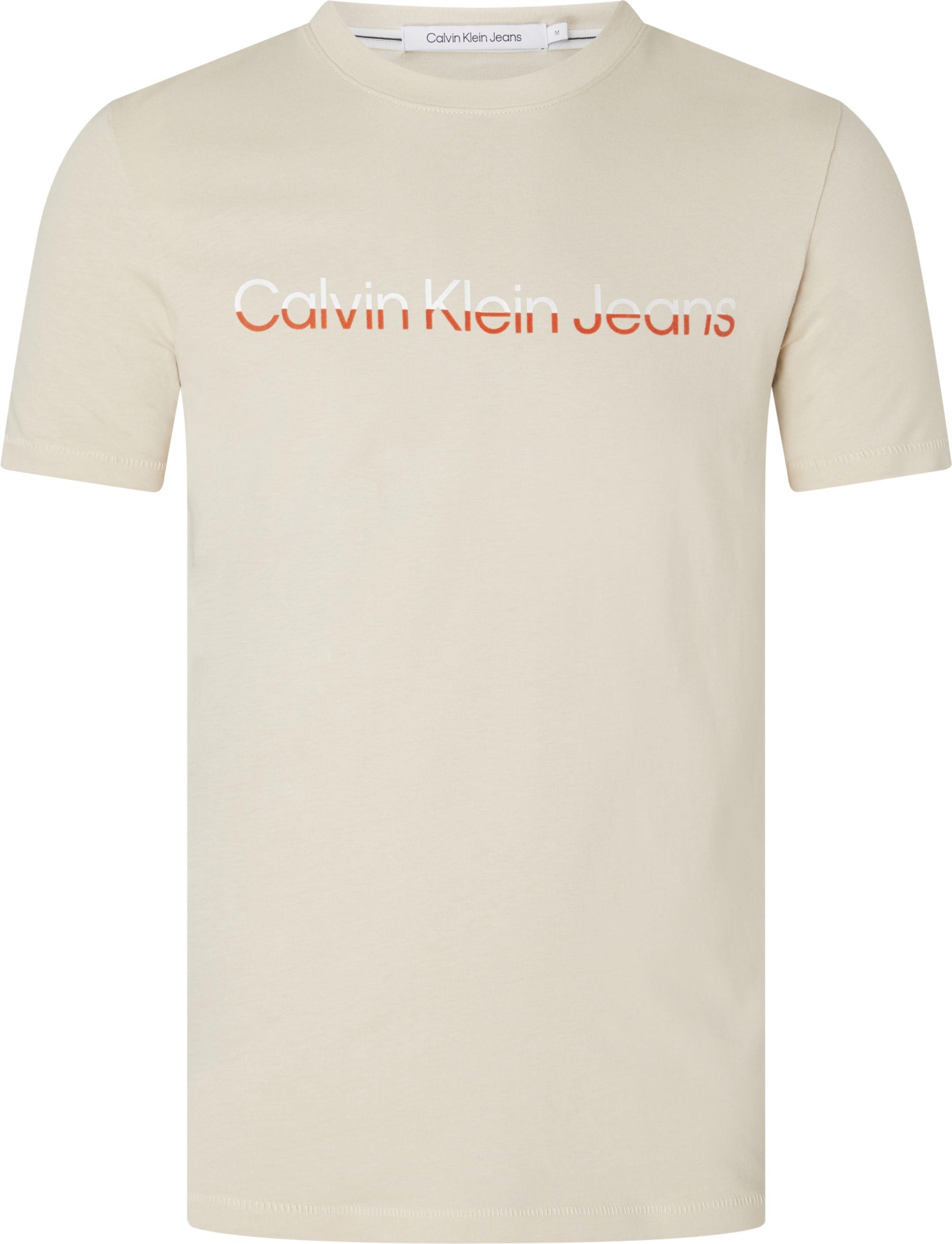 Calvin Klein Calvin Kleın Erkek Logolu Kısa Kollu Pamuklu Bej T-Shirt J30J322511-ACI