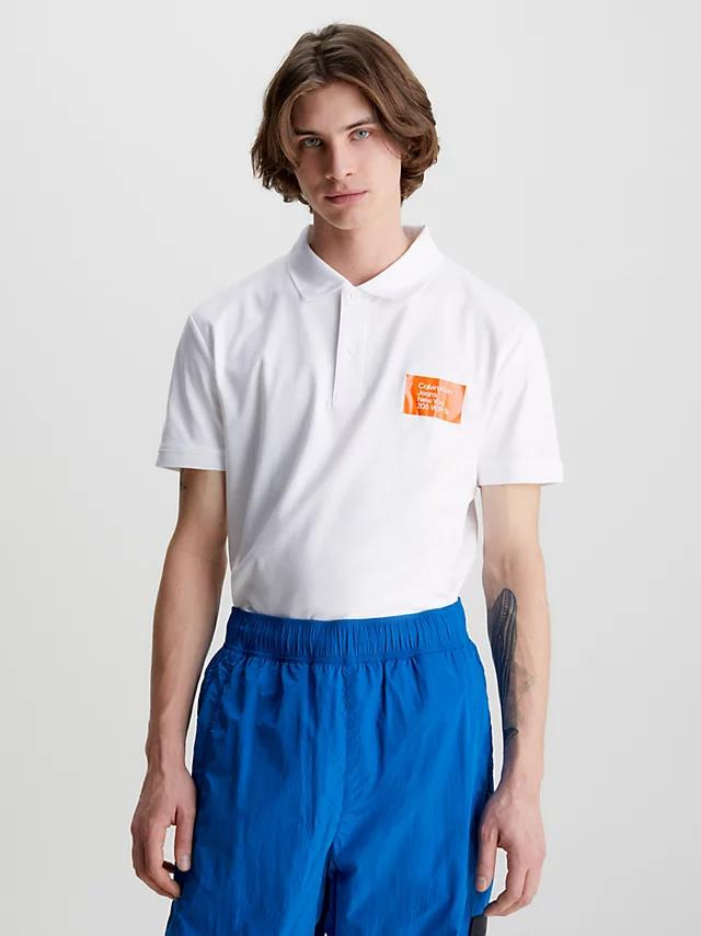 Calvin Klein Calvin Kleın Erkek Marka Logolu Polo Yakalı Organik Pamuklu Beyaz Polo Yaka T-Shirt J30J322854-YAF