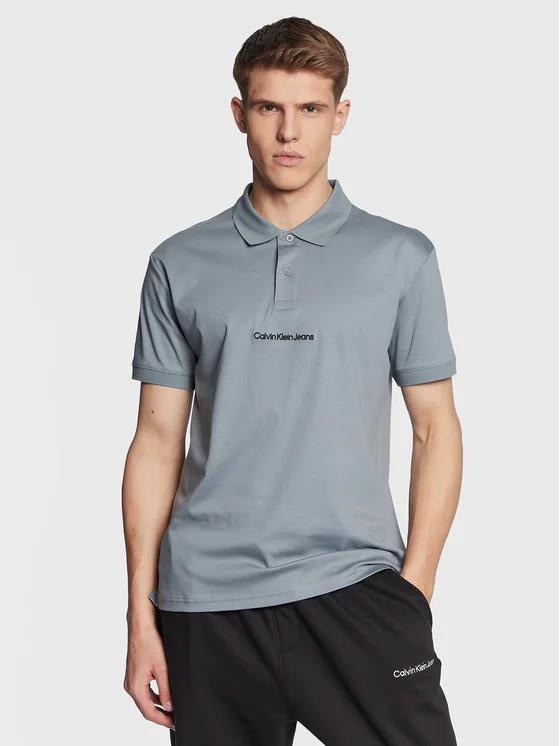 Calvin Klein Calvin Kleın Erkek Marka Logolu Polo Yakalı Organik Pamuklu Gri Polo Yaka T-Shirt J30J322853-PN6