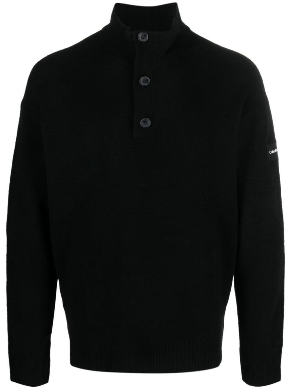 Calvin Klein Calvin Kleın Erkek Marka Logo Detaylı Regular Fit Uzun Kollu Siyah Kazak K10K111960-BEH