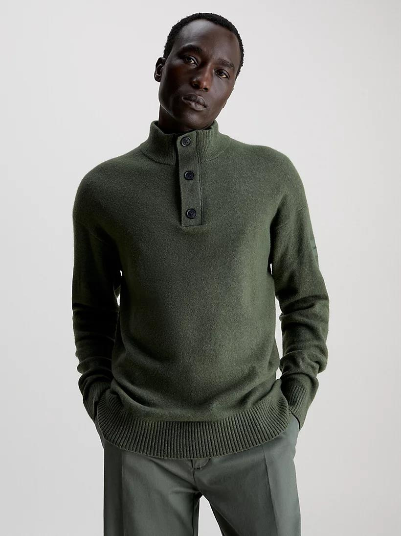 Calvin Klein Calvin Kleın Erkek Marka Logo Detaylı Regular Fit Uzun Kollu Yeşil Kazak K10K111960-LLP
