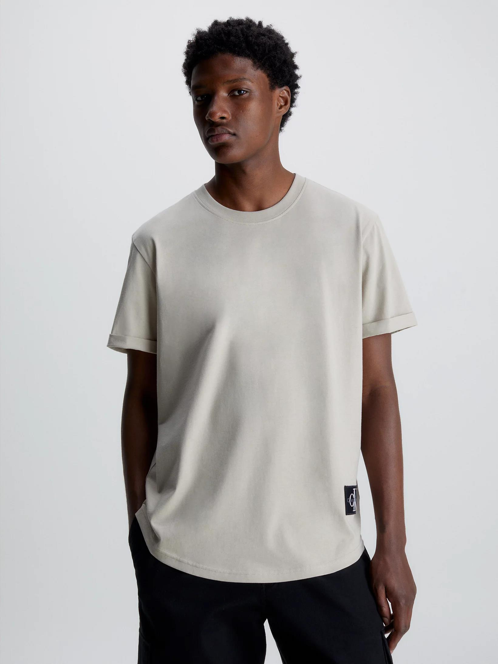 Calvin Klein Calvin Kleın Erkek Pamuklu Kısa Kollu Yuvarlak Yaka Ekru T-Shirt J30J323482-PED