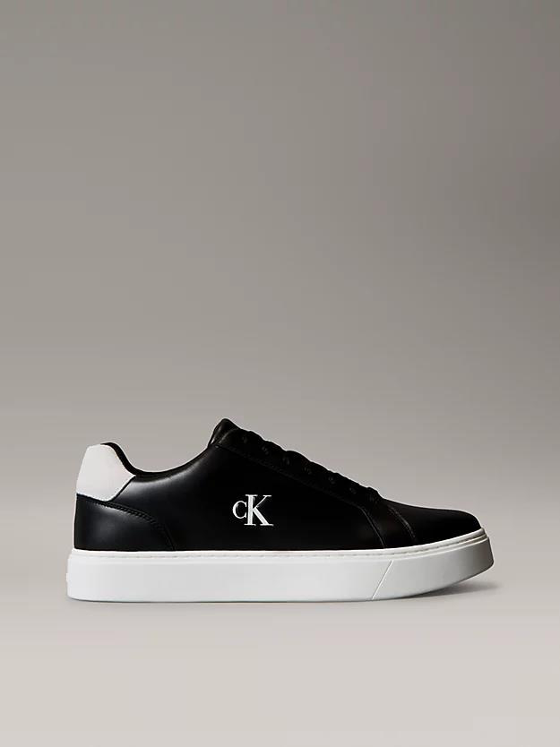 Calvin Klein Calvin Klein Erkek Rahat Taban Bağcıklı Deri Düz Taban Siyah Sneaker YM0YM01435-0GM