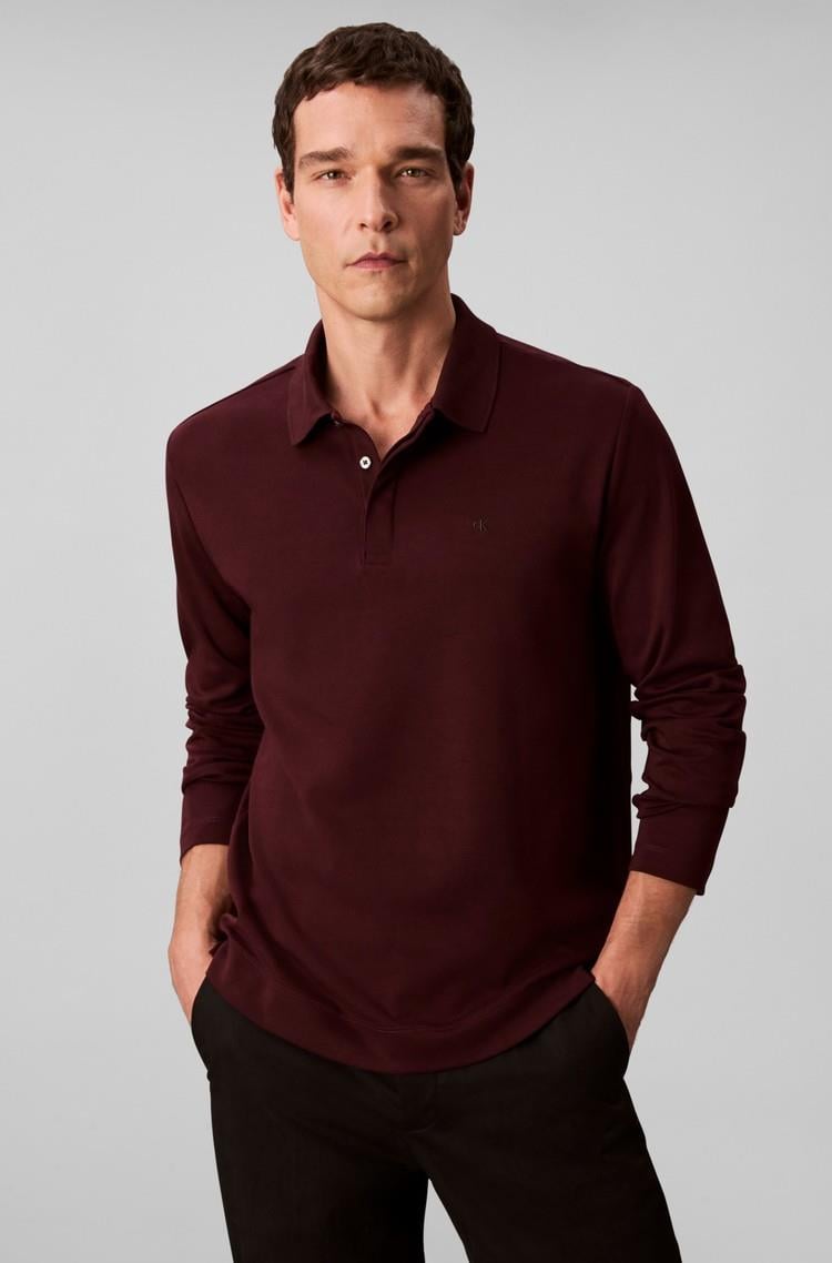 Calvin Klein Calvin Klein Erkek Uzun Kol Regular Fit Düğme Kapama Bordo Polo Yaka T-Shirt LV04LD233G-GR9