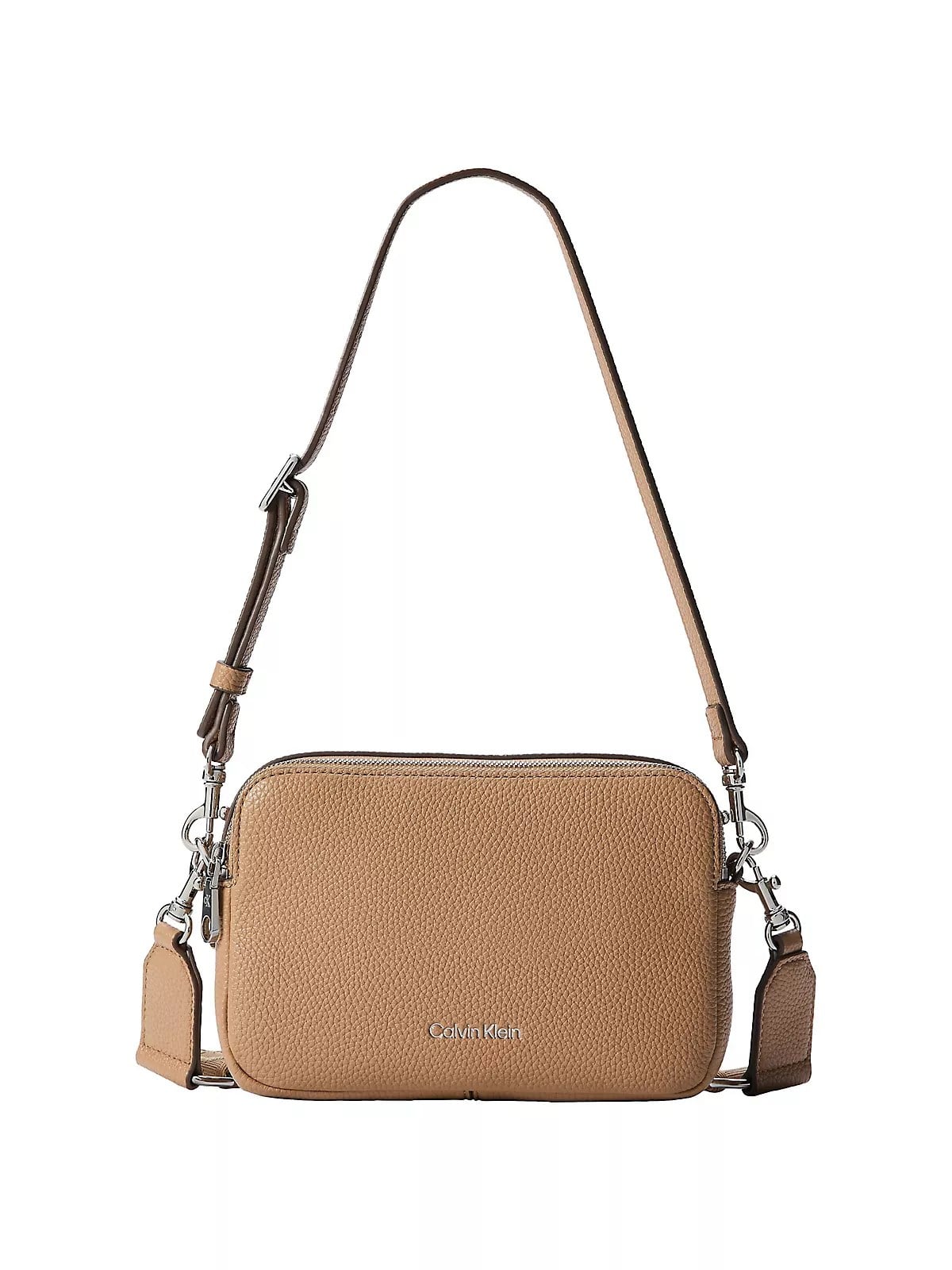 Calvin Klein Calvin Klein Kadın Askı Ayarlanabilir Calvin Klein Yazılı Fermuar Kapama Deri Kahverengi Çanta LV04F3656G-RAJ
