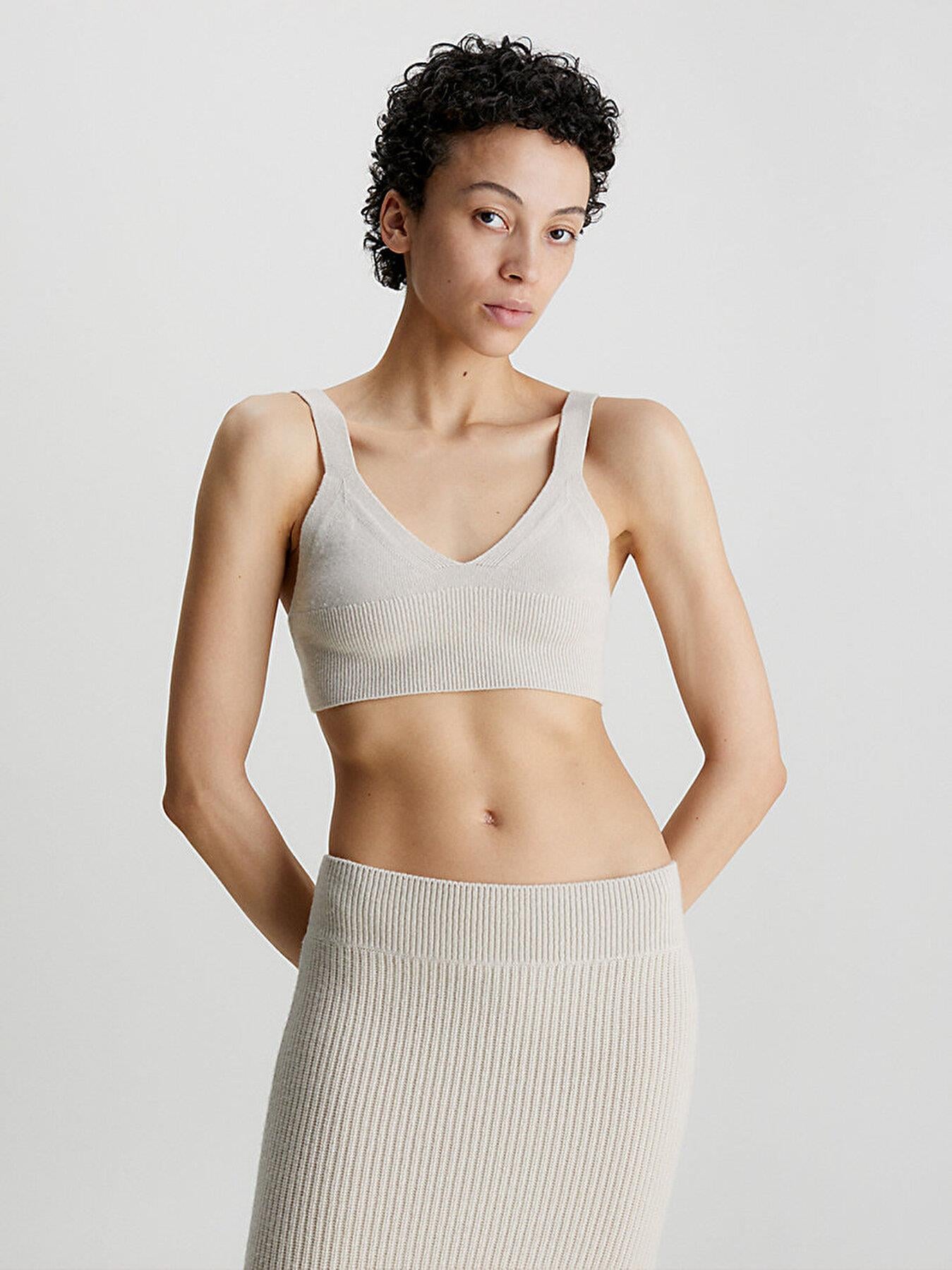 Calvin Klein Calvin Kleın Kadın Askılı Slim Fit Günlük Kullanım Ekru Büstiyer K20K206015-PES
