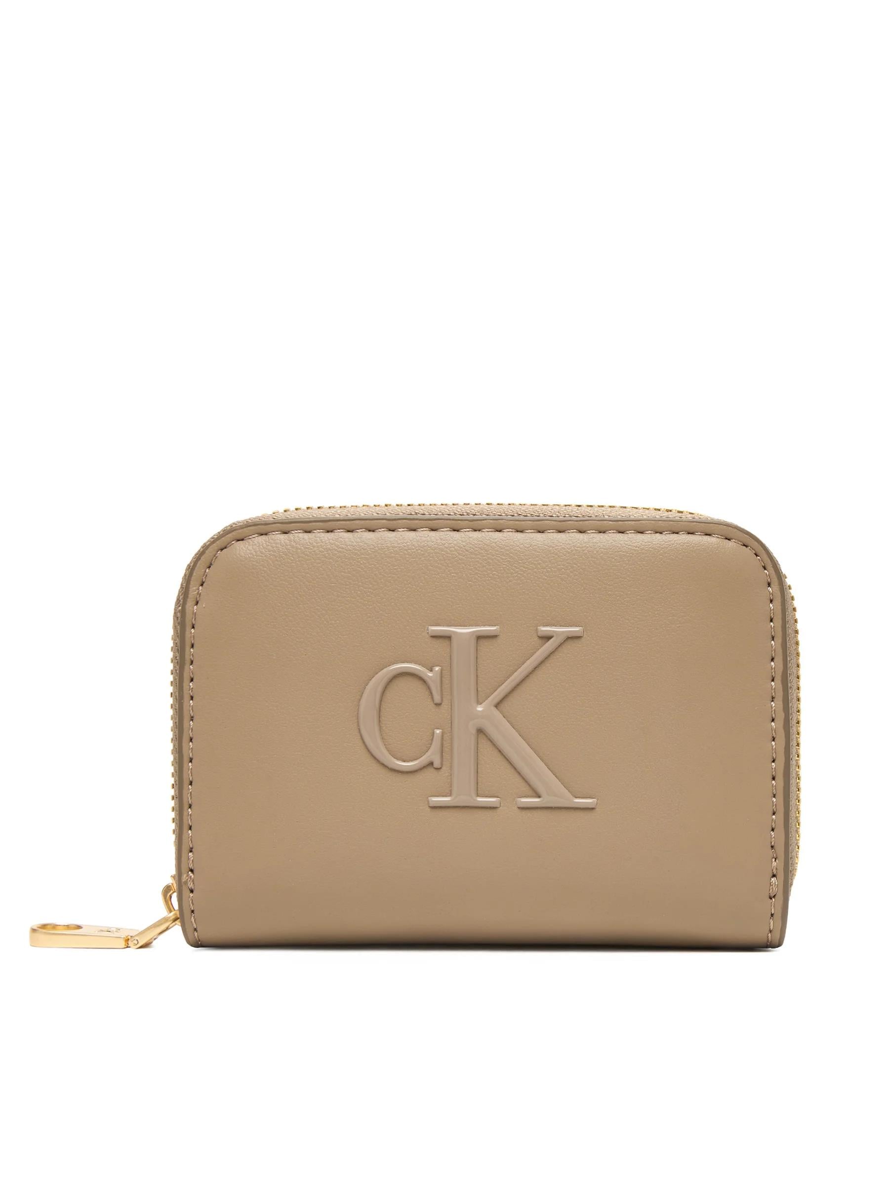 Calvin Klein Calvin Klein Kadın CK Desenli Fermuar Kapamalı Kart Bölmeli Kahverengi Cüzdan LV04F1154G-VFU