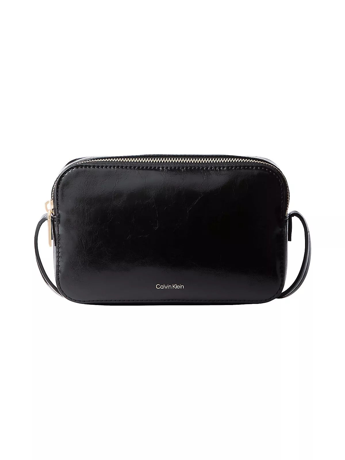 Calvin Klein Calvin Klein Kadın CK Logolu Çapraz Omuz Askılı Deri Fermuar Kapamalı Siyah Omuz Çantası LV04F3539G-UB1
