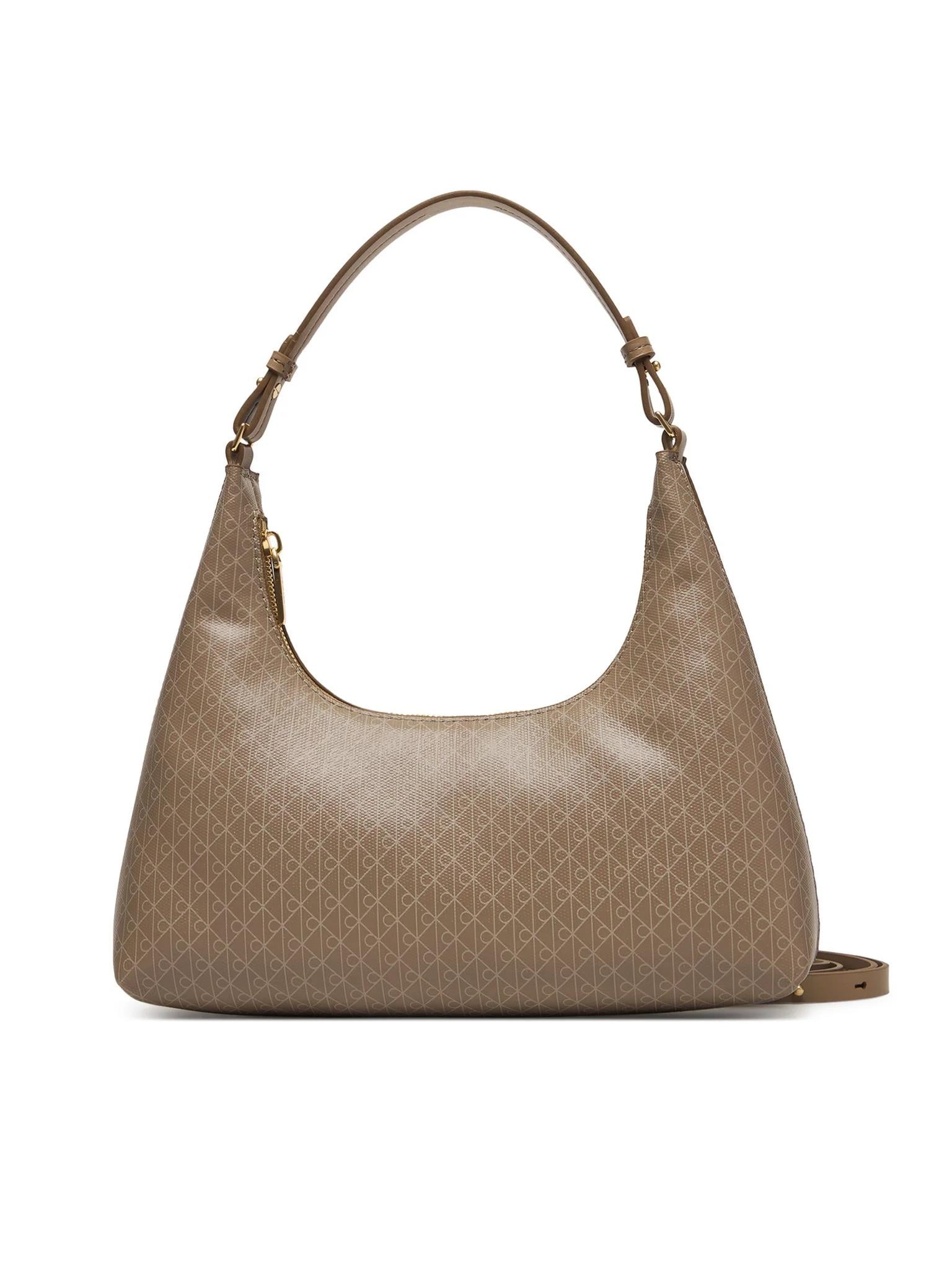Calvin Klein Calvin Klein Kadın CK Monogram Logolu Fermuarlı Çıkarılabilir Omuz Askılı Kahverengi Omuz Çantası LV04F3298G-VFU