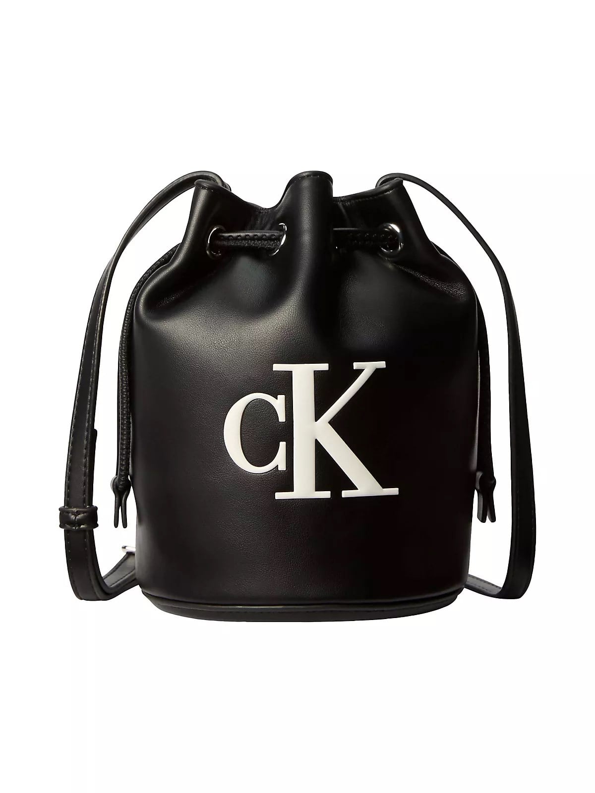 Calvin Klein Calvin Klein Kadın Deri Büzgülü Kapama Ön Kısımda Calvin Klein Parlak İmzalı Monogram Siyah Omuz Çantası LV04F3640G-3L2
