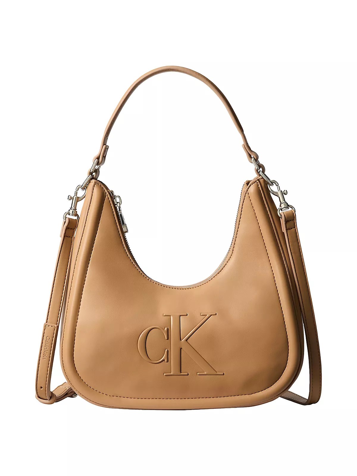 Calvin Klein Calvin Klein Kadın Deri Kısa Kulp Fermuar Kapama CK Logo Desenli Kahverengi1 Çanta LV04F3561G-RAJ