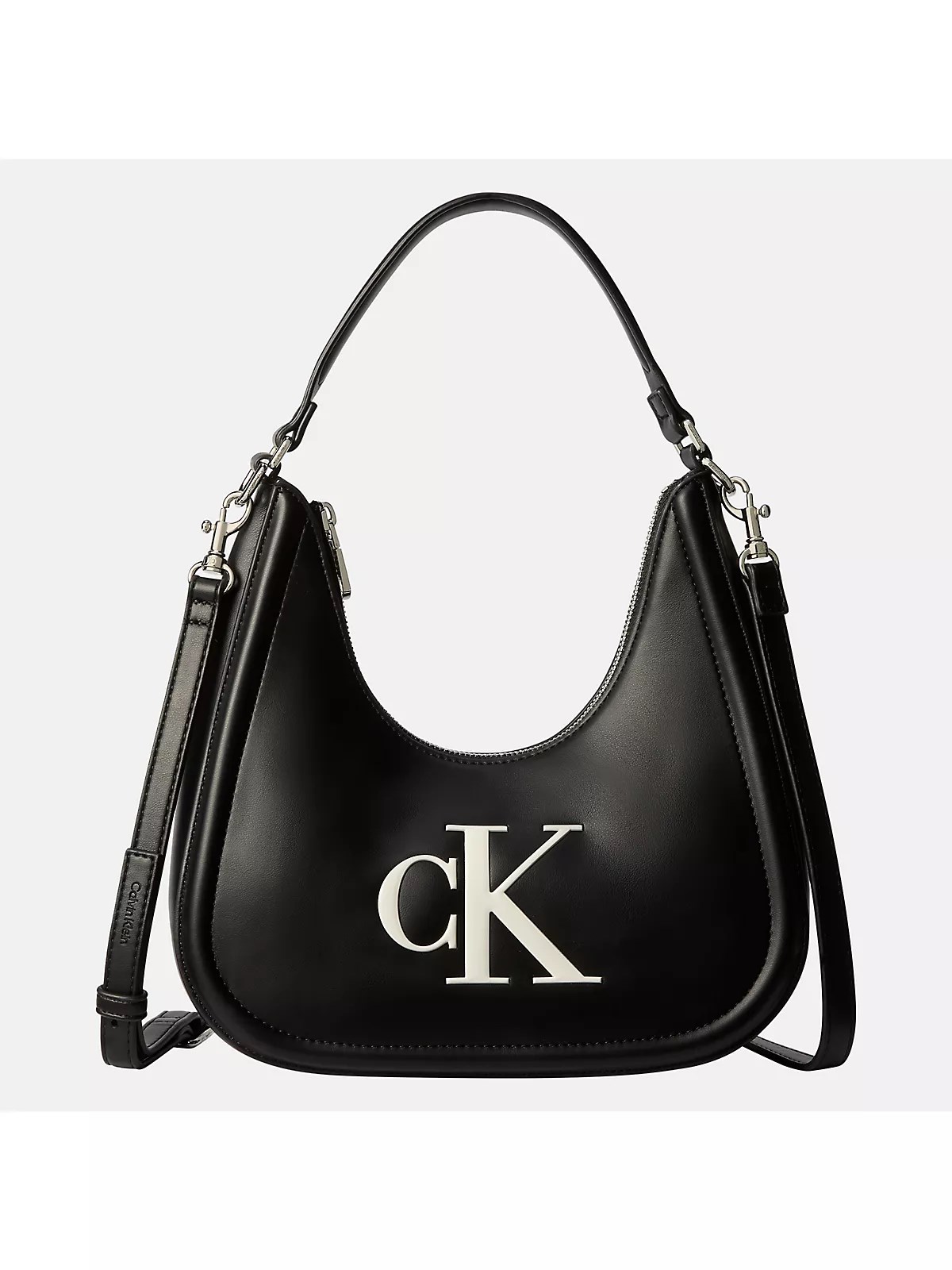 Calvin Klein Calvin Klein Kadın Deri Kısa Kulp Fermuar Kapama CK Logo Desenli Siyah Çanta LV04F3561G-3L2