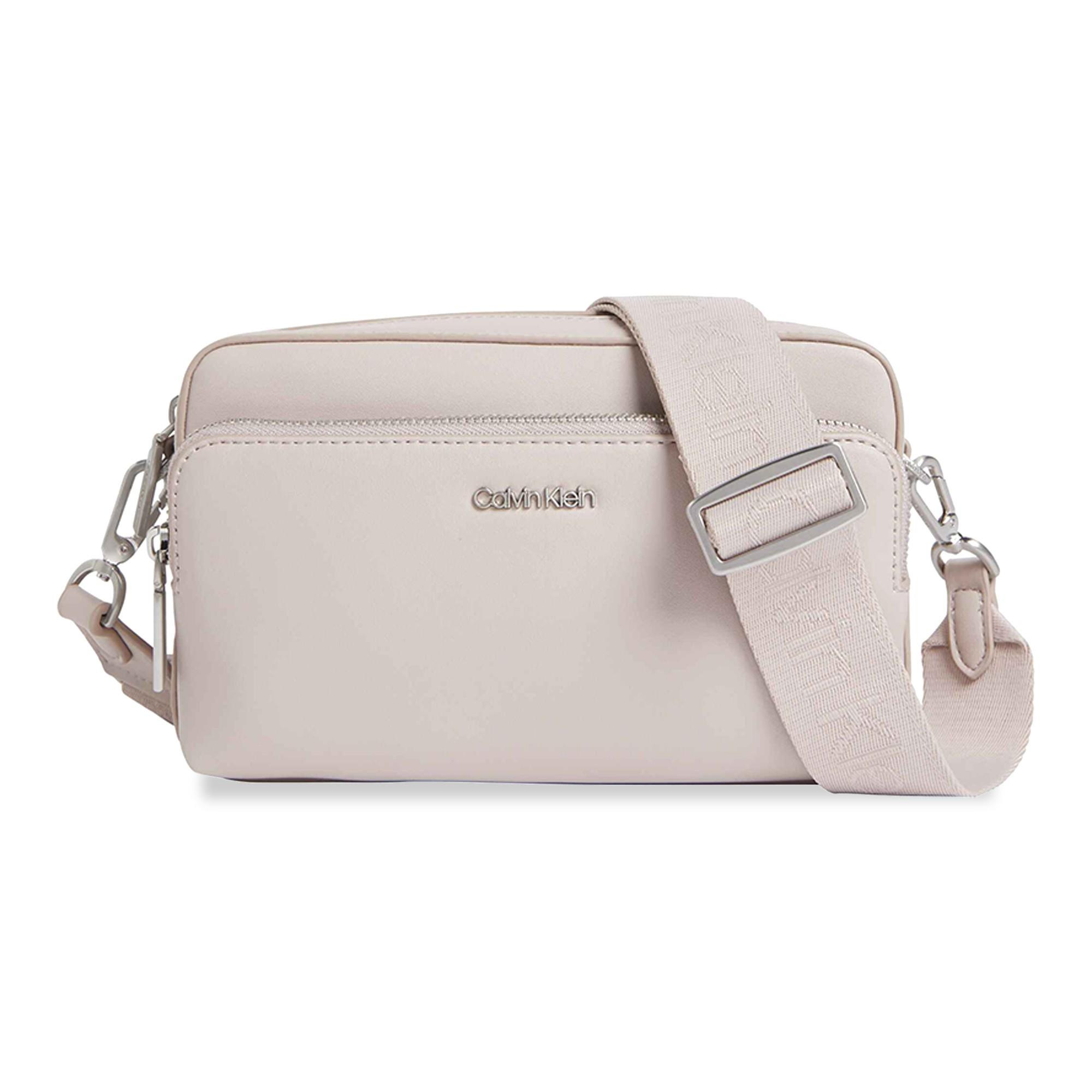 Calvin Klein Calvin Kleın Kadın Deri Marka Logolu Askılıklı Fermuarlı Gri Çanta K60K608410-PE1