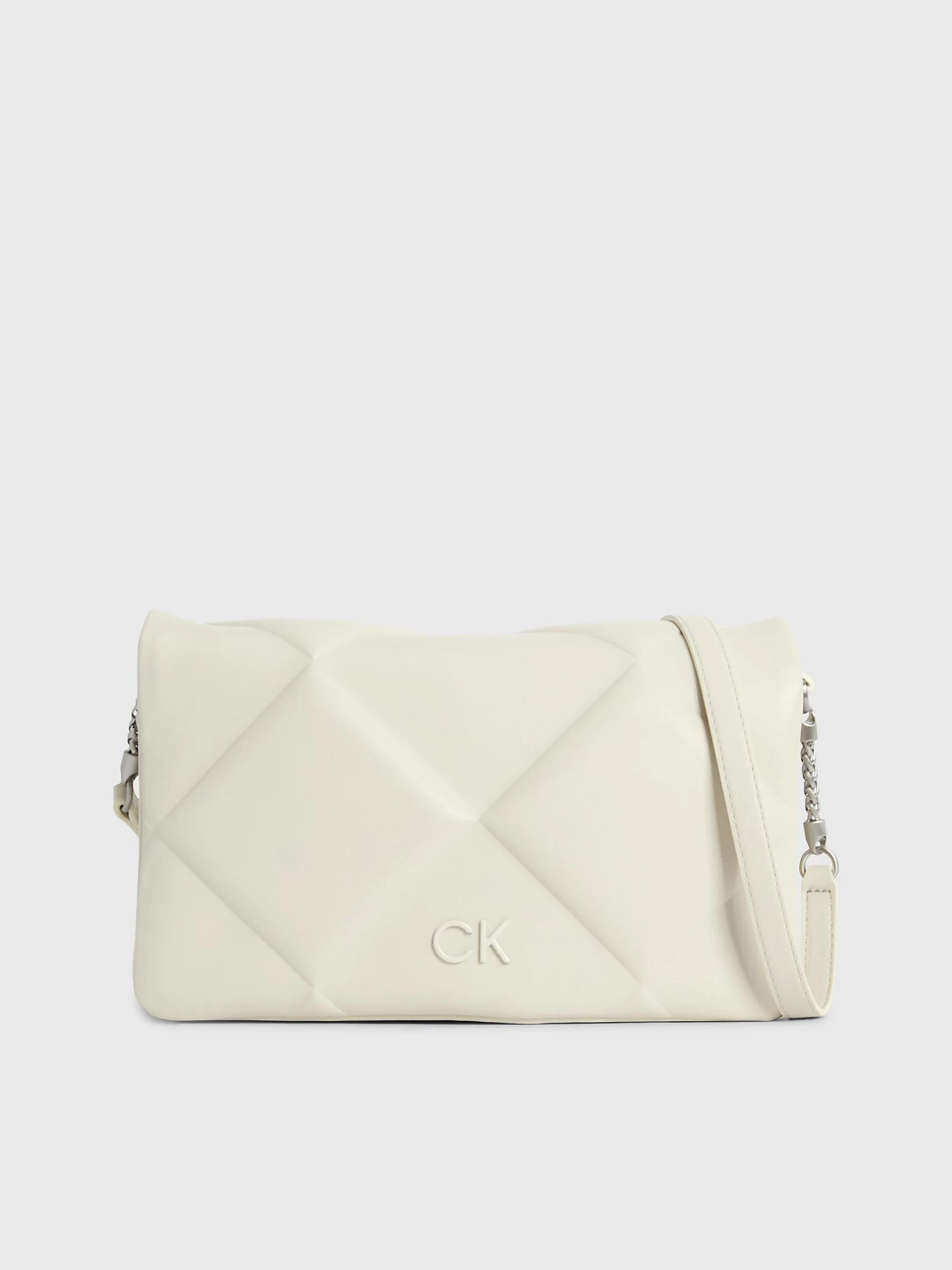 Calvin Klein Calvin Kleın Kadın Deri Marka Logolu Askılıklı Fermuarlı Beyaz Omuz Çantası K60K611021-PC4
