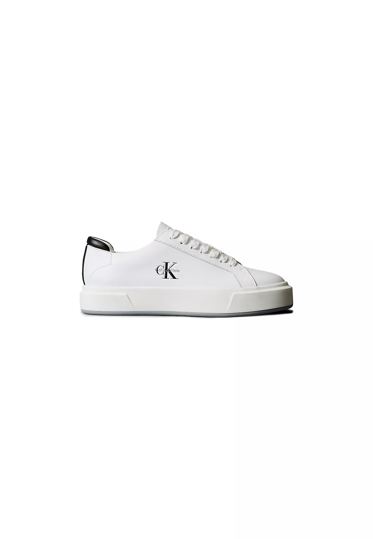 Calvin Klein Calvin Klein Kadın Düz Rahat Taban Bağlamalı CK Yazı Desenli Deri Beyaz Sneaker YW0YW01945-01W