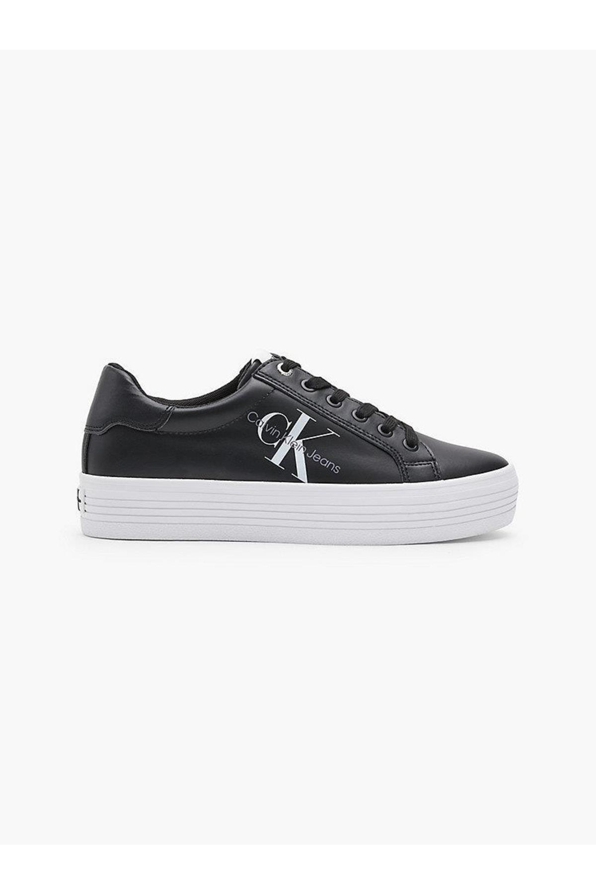 Calvin Klein Calvin Kleın Kadın Düz Taban Logo Baskılı Rahat Spor Stil Siyah Sneaker YW0YW00847-BDS