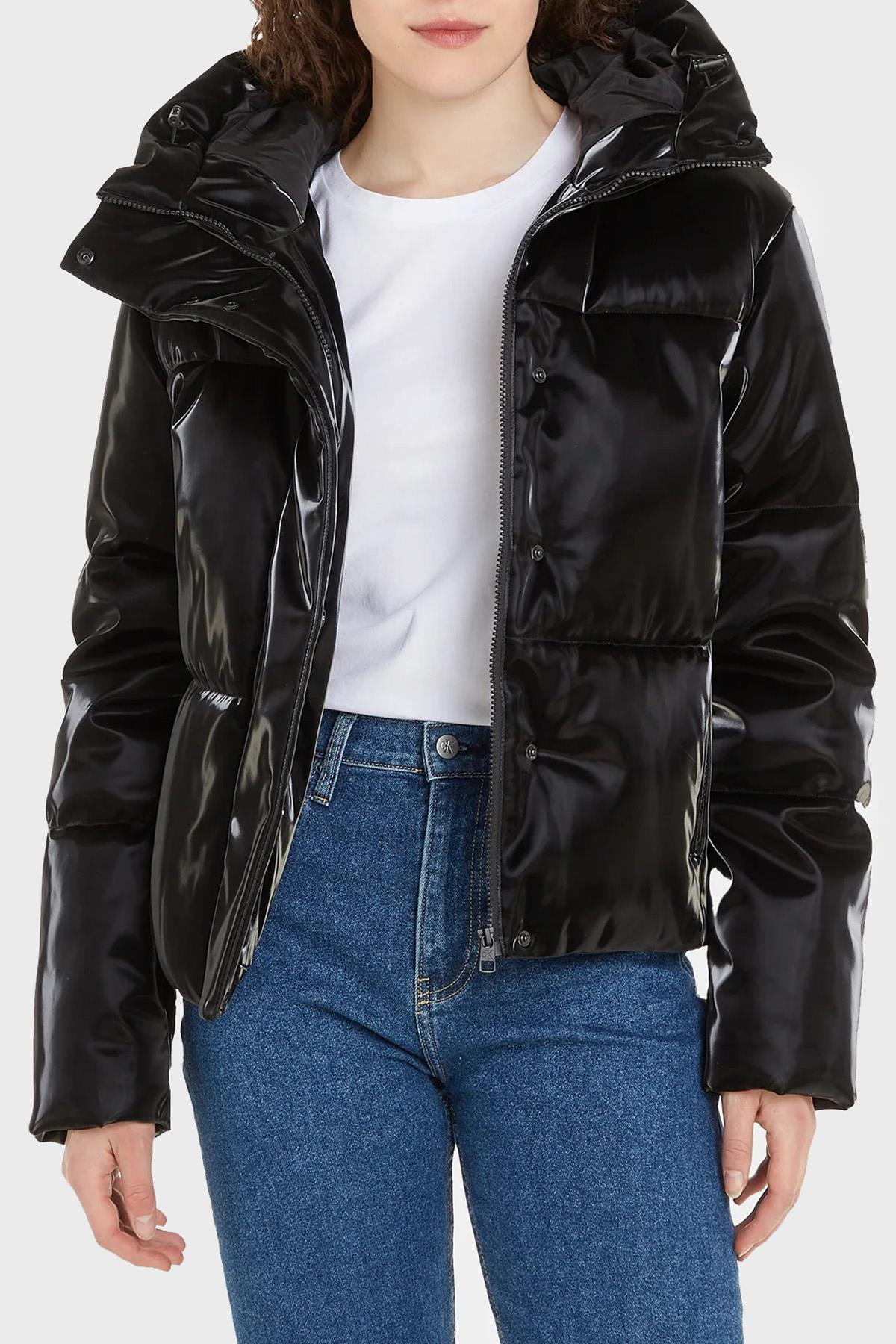 Calvin Klein Calvin Kleın Kadın Kapüşonlu Fermuar Kapamalı Cepli Uzun Kol Siyah Ceket J20J222173-BEH