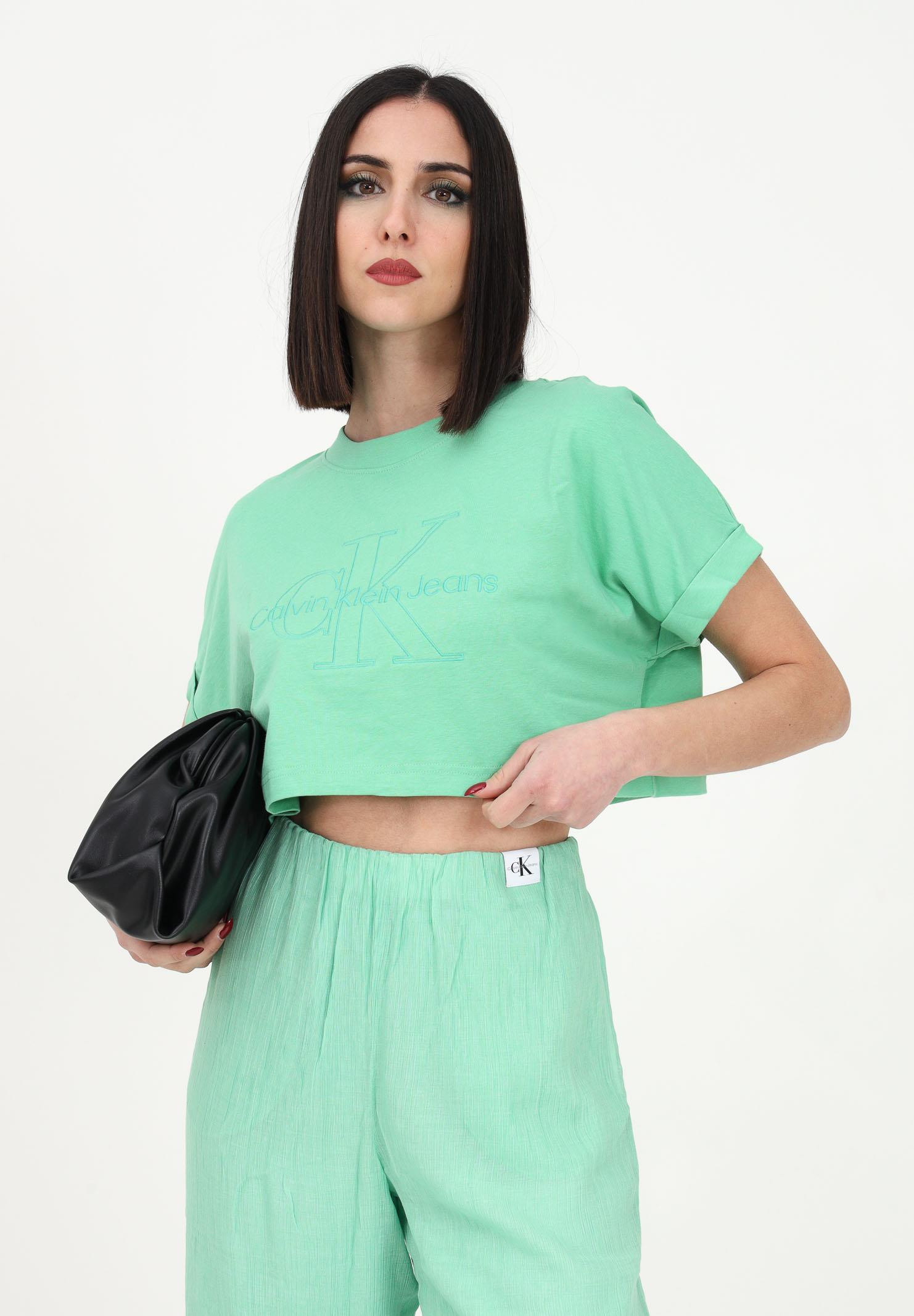 Calvin Klein Calvin Kleın Kadın Logolu Kısa Kollu Pamuklu Yeşil T-Shirt J20J221048-L1C