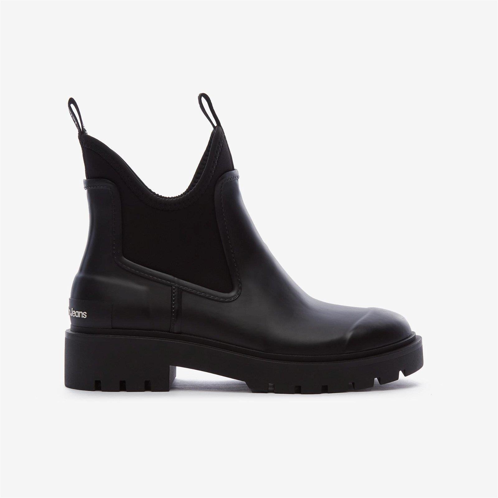 Calvin Klein Calvin Kleın Kadın Logolu Deri Kalın Taban Lastikli Siyah Bot & Bootie YW0YW01034-BDS