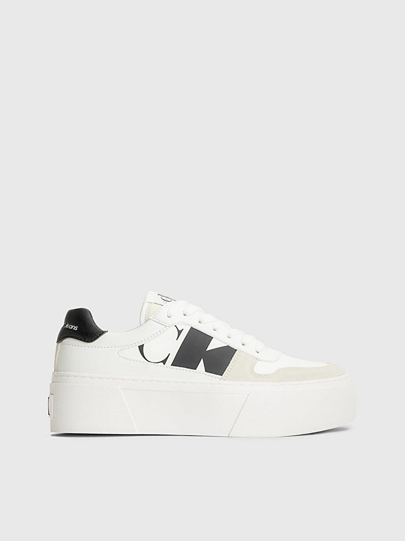 Calvin Klein Calvin Kleın Kadın Logolu Bağcıklı Günlük Kullanım Beyaz Sneaker YW0YW01227-YBR