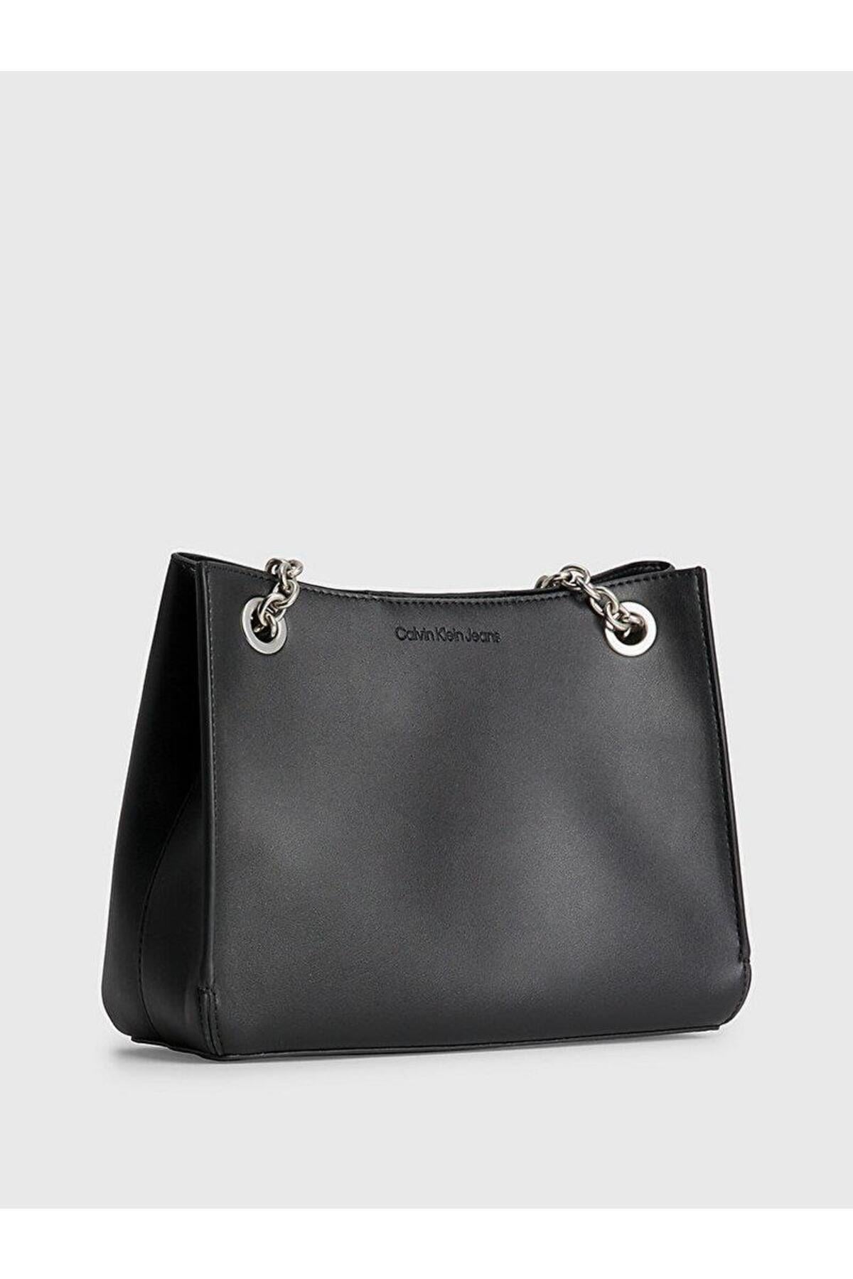 Calvin Klein Calvin Kleın Kadın Marka Logolu Zincirli Omuz Askılı Deri Siyah1 Omuz Çantası K60K607831-0GJ
