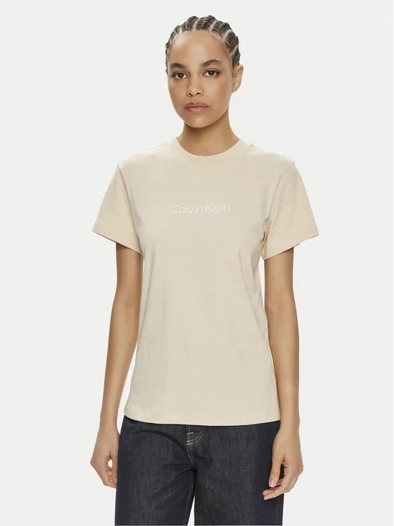 Calvin Klein Calvin Kleın Kadın Marka Logolu Sıfır Yaka Bol Kesim Kollu Gri T-Shirt K20K205448-PGD