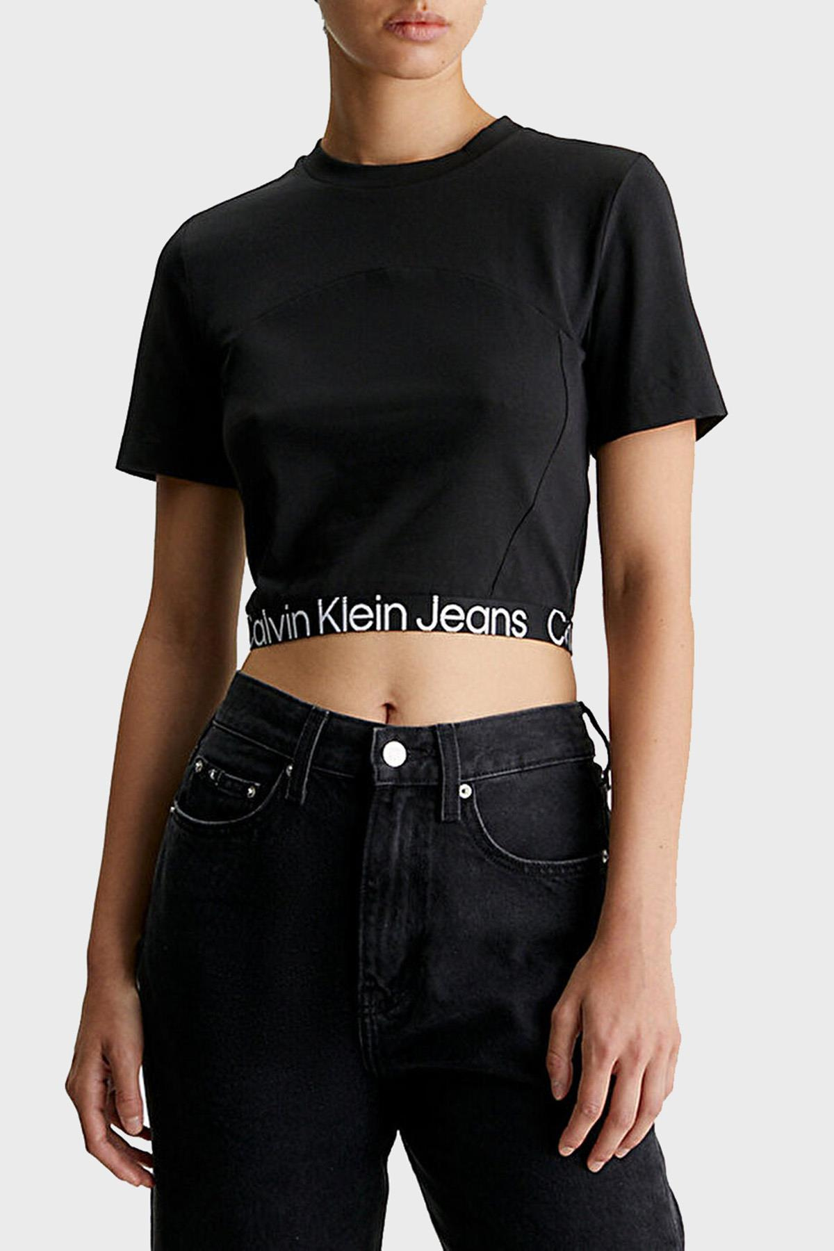 Calvin Klein Calvin Kleın Kadın Marka Logo Detaylı Kısa Kollu Yuvarlak Yakalı Siyah T-Shirt J20J222189-BEH