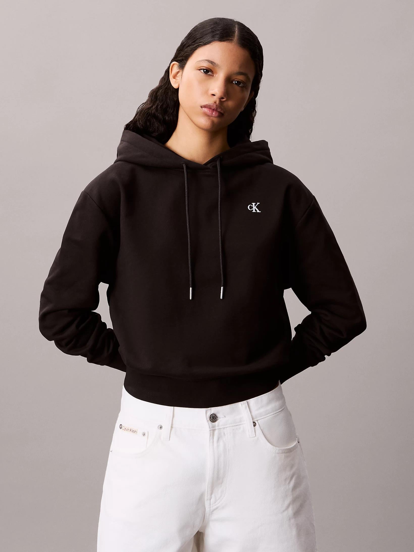 Calvin Klein Calvin Klein Kadın Regular Fit CK Logo İşlemeli Kapüşonlu Uzun Kollu Siyah Sweatshirt LV047C224G-UB1