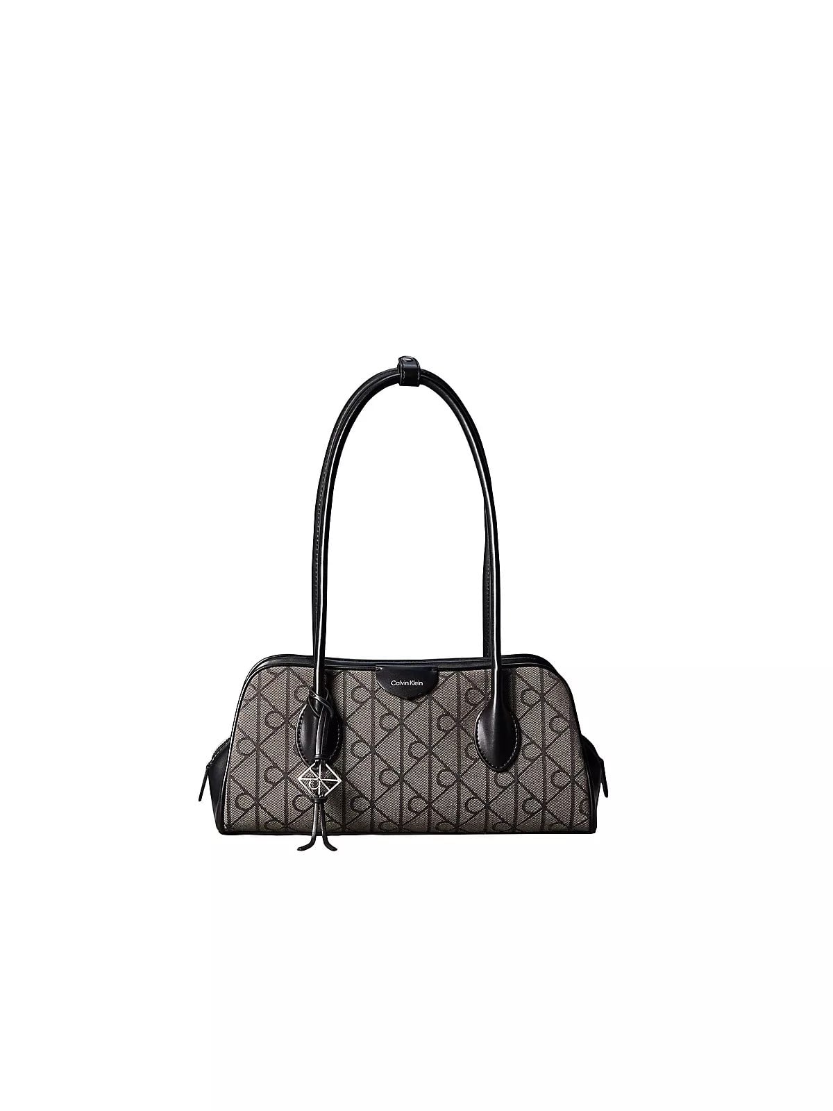 Calvin Klein Calvin Klein Kadın Tüm Yüzeyde Jakarlı Amblem Logosu Uzun Askı Siyah Omuz Çantası LV04F3744G-8E3