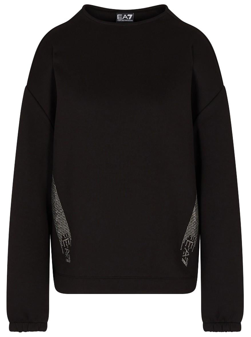 EA7 Ea7 Kadın Regular Fit Dik Yaka Uzun Kollu Siyah Sweatshirt 7W000524 AF13151-UC001
