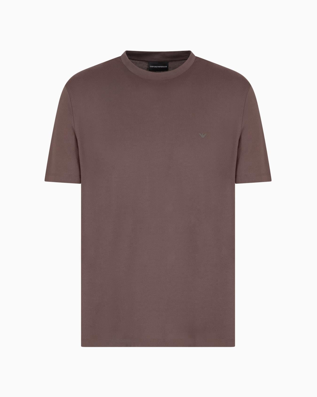 EMPORIO ARMANI Emporıo Armani Erkek %100 Pamuklu Regular Fit Yuvarlak Yakalı Kısa Kollu Kahverengi T-Shirt EM000983 AF13669-U6200