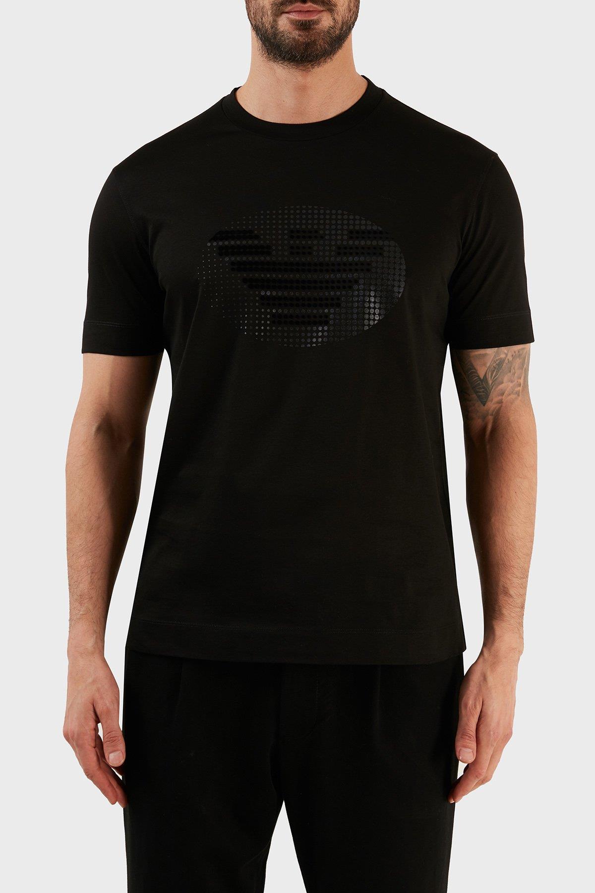 Emporio Armani Emporıo Armani Erkek %100 Pamuk Jersey Kumaş Marka Logolu Siyah T-Shirt 3R1TU1 1JSAZ-0999